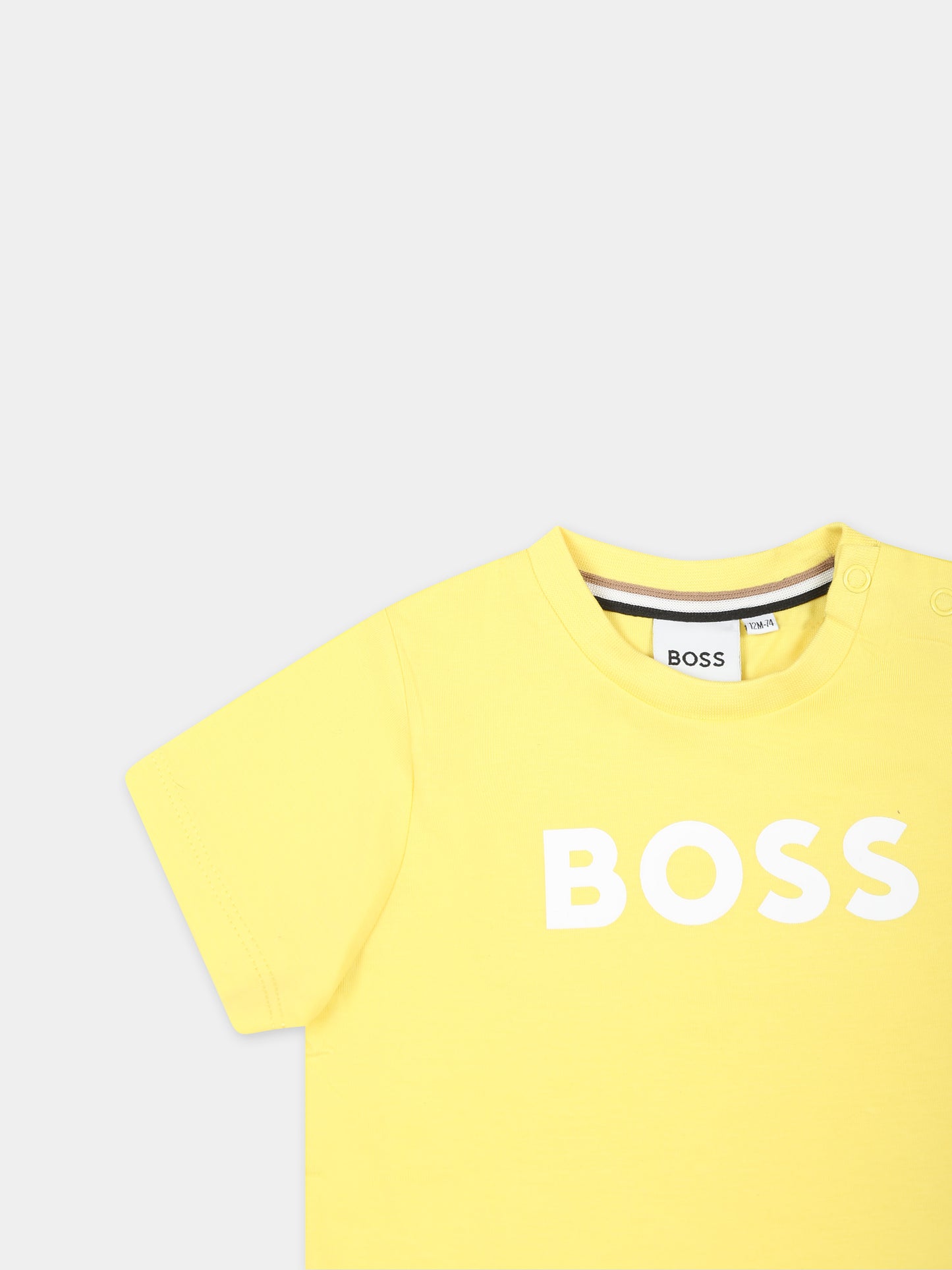 T-shirt gialla per neonato con logo,Boss,J50601 508
