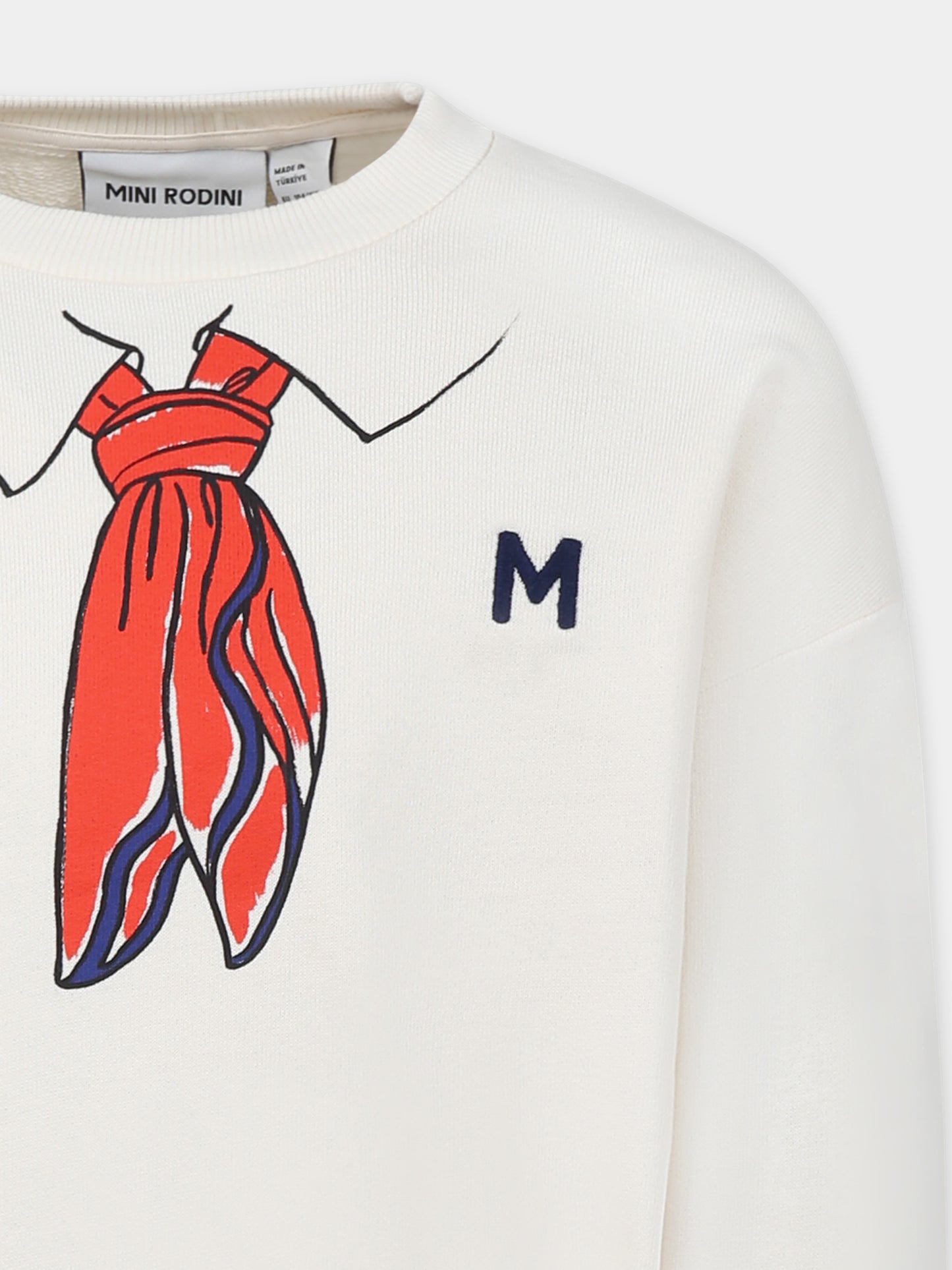 Ivory sweatshirt for kids with scarf print