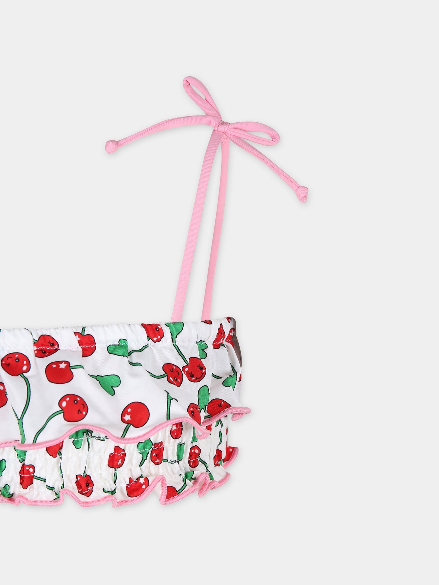 Bikini bianco per bambina con stampa ciligie,Mc2 Saint Barth,MELI0001 00606F