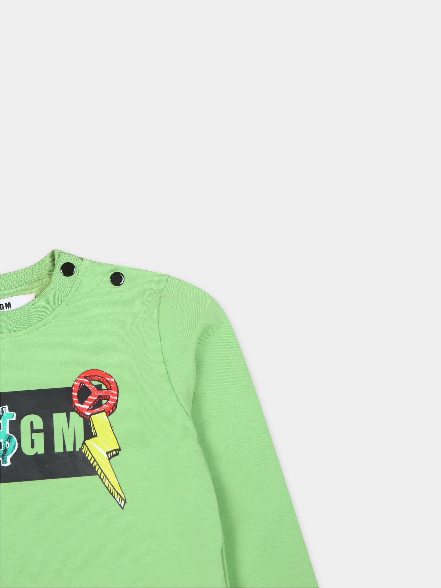 Felpa verde per neonato con logo e stampa,Msgm Kids,MS029559 902