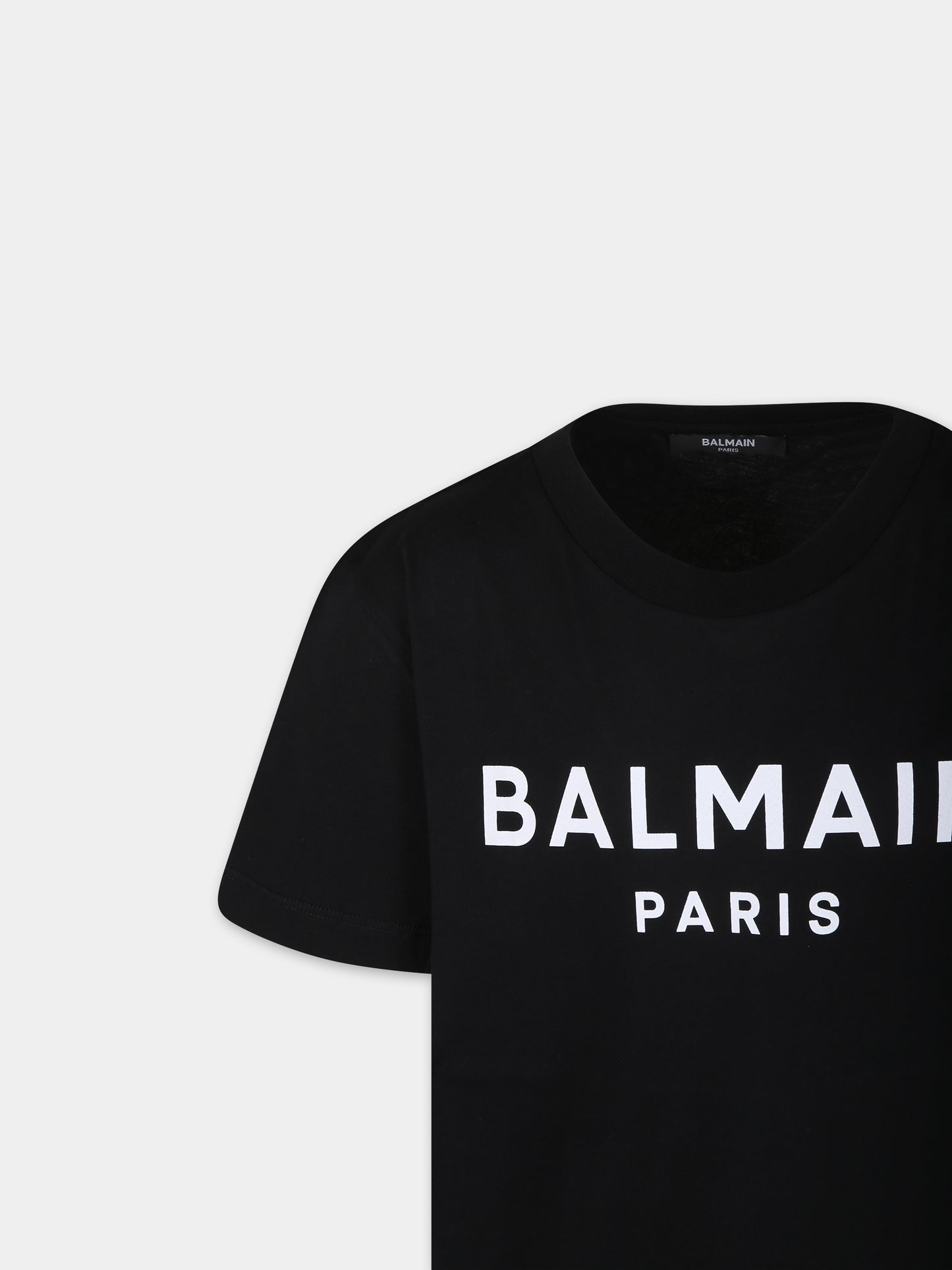 T-shirt nera per bambini con logo,Balmain Kids,BT8P41 Z0082 930BC