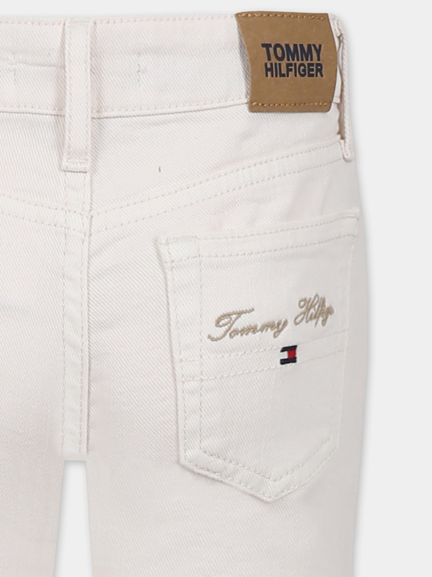 Ivory jeans for girl with logo