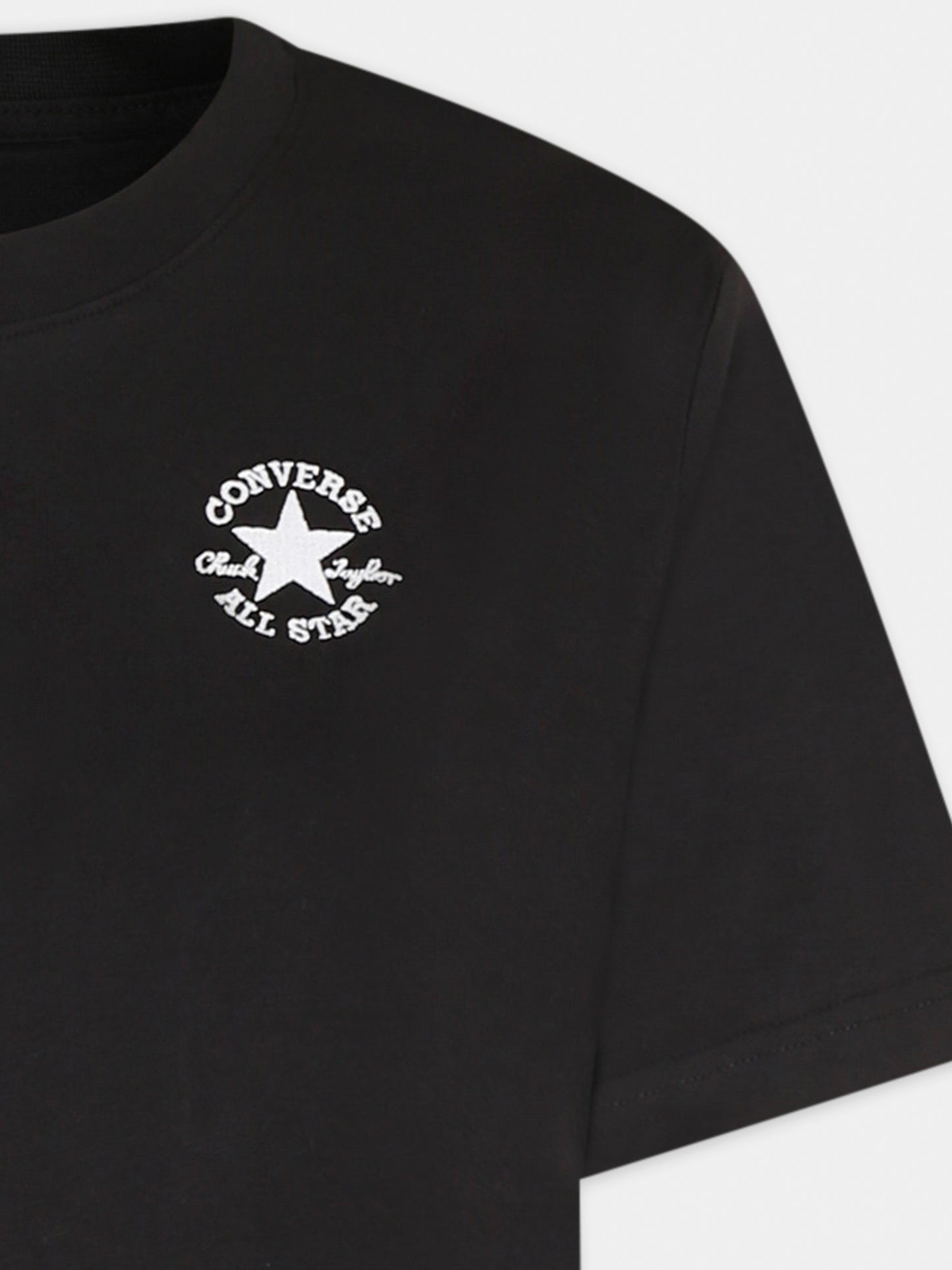 T-shirt nera per bambini con logo,Converse,9CG709 023