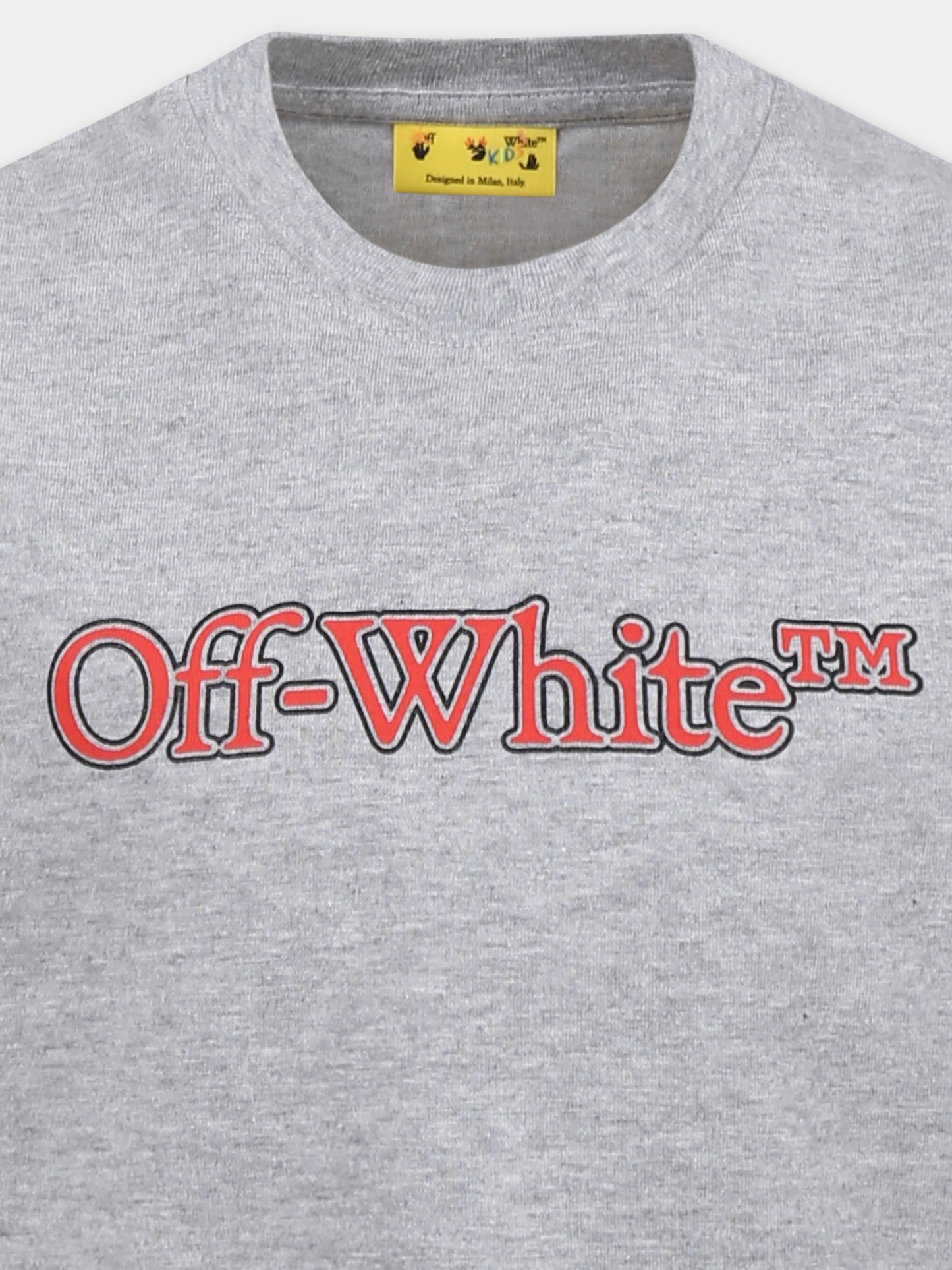 T-shirt grigia per bambino con logo,Off White,OBAA002S25JER0010826