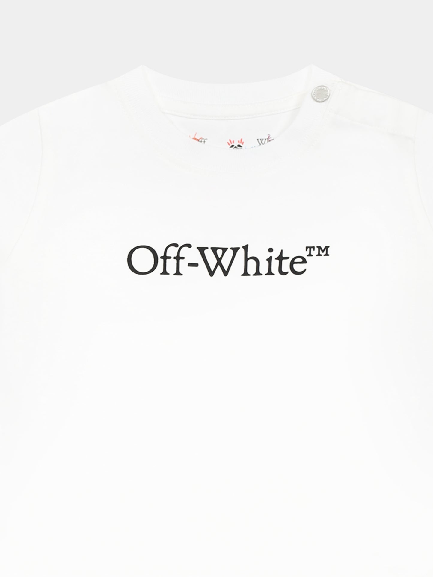 T-shirt bianca per neonato con logo,Off White,OBXB001S25JER0040110