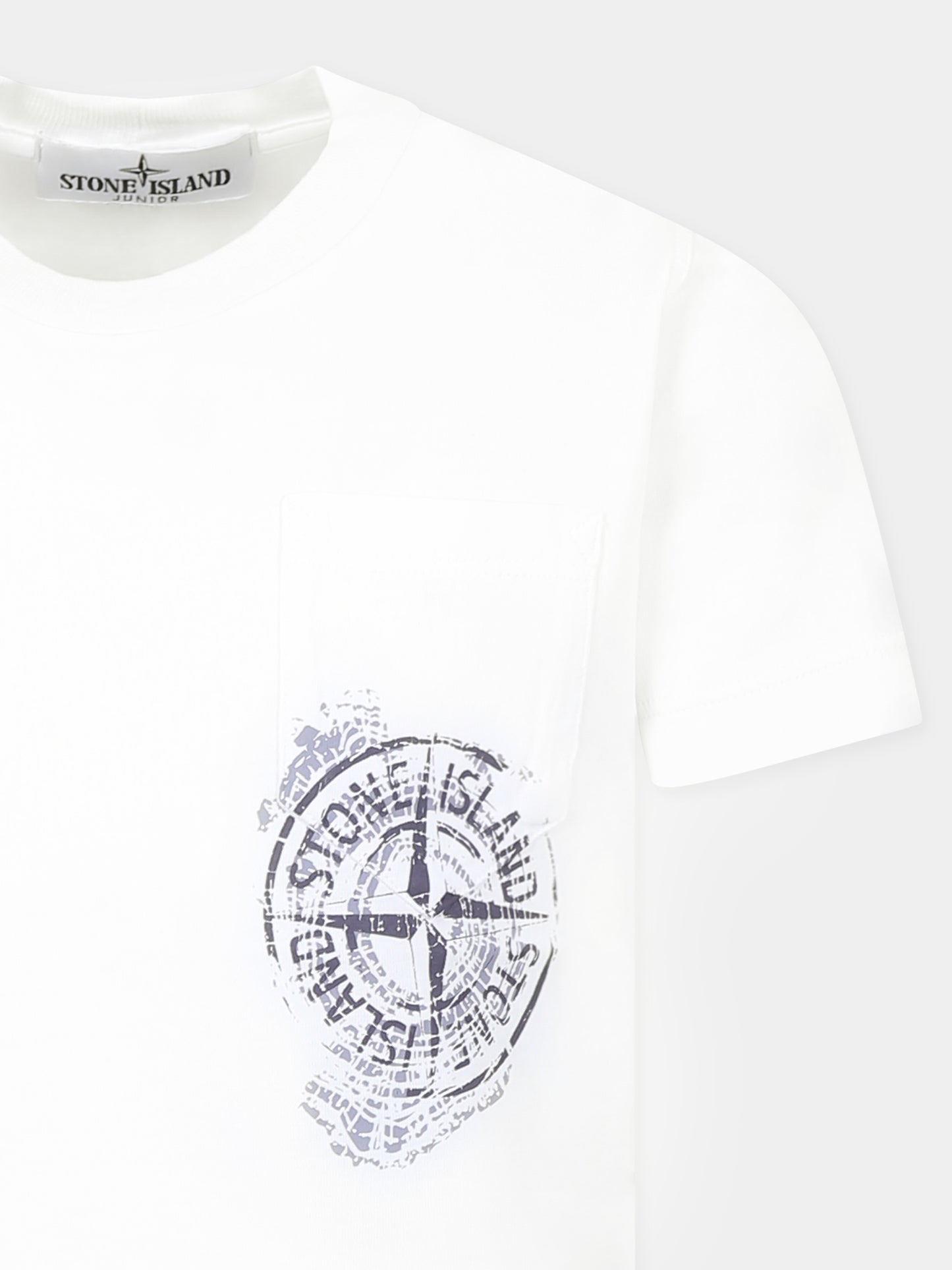 White t-shirt for boy with compass