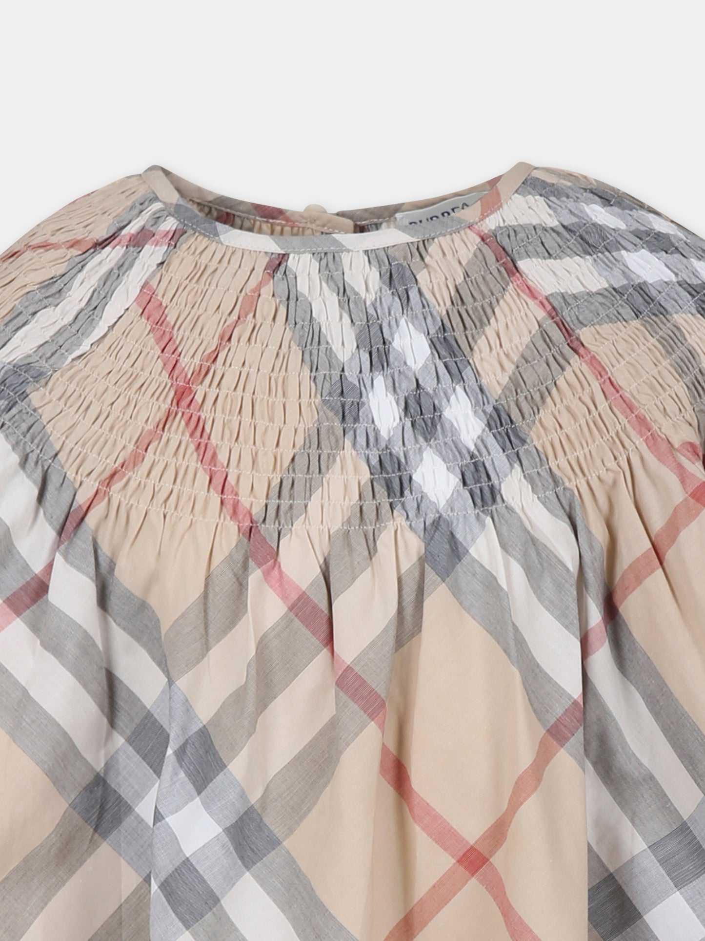 Vestito beige per bambina con check vintage,Burberry Kids,8100058 A2205