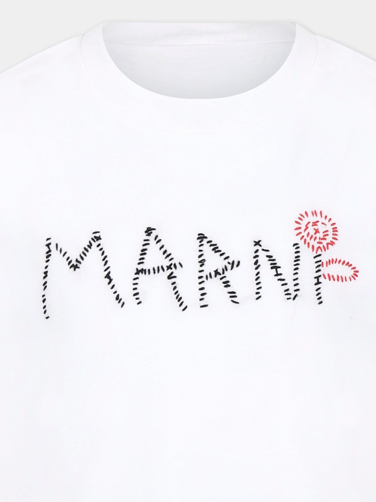 T-shirt bianca crop per bambina con logo,Marni Kids,M01444 M00V4 MT280F 0M100