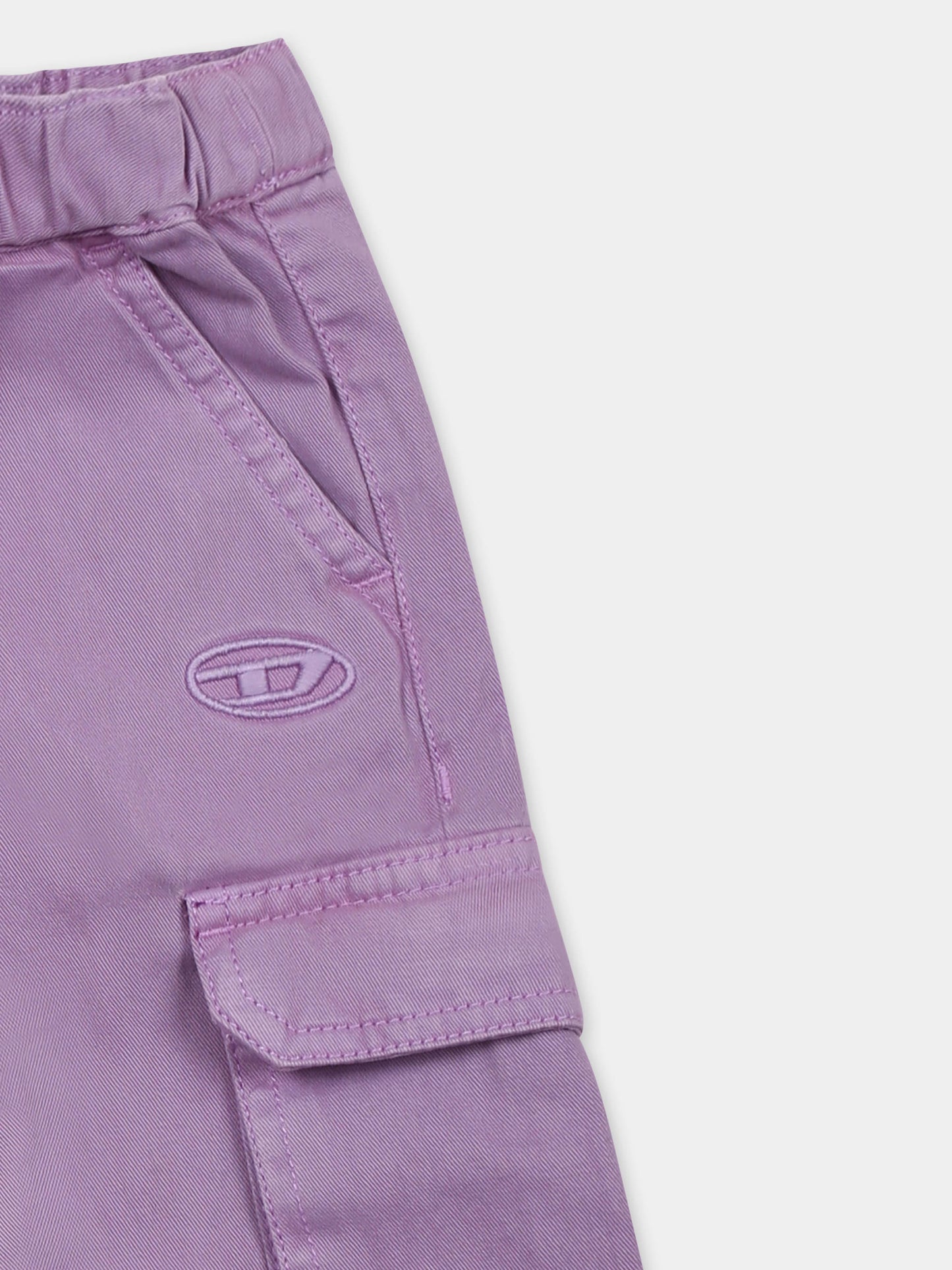 Purple trousers for baby girl with logo