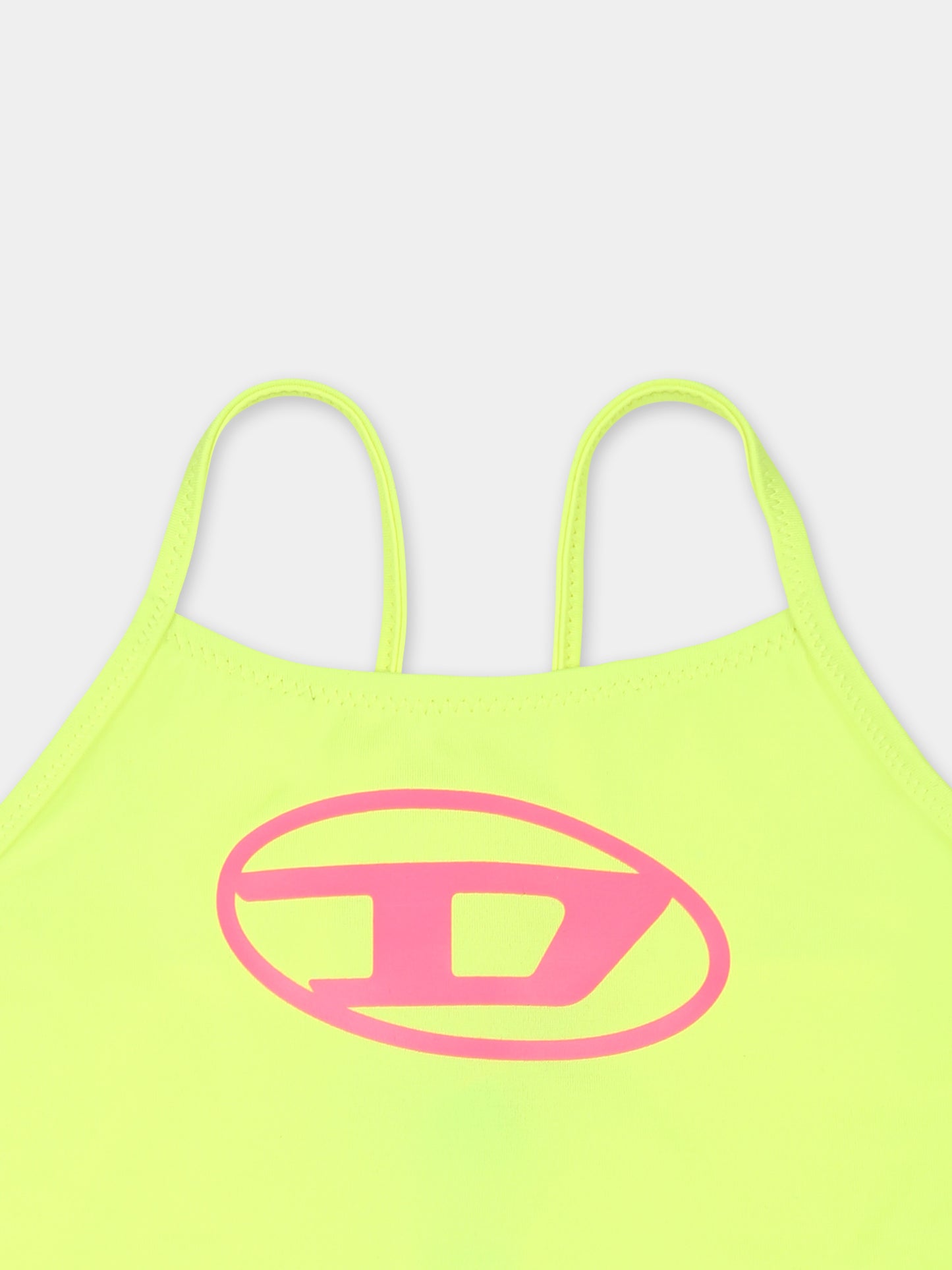 Yellow swimsuit for baby girl with logo