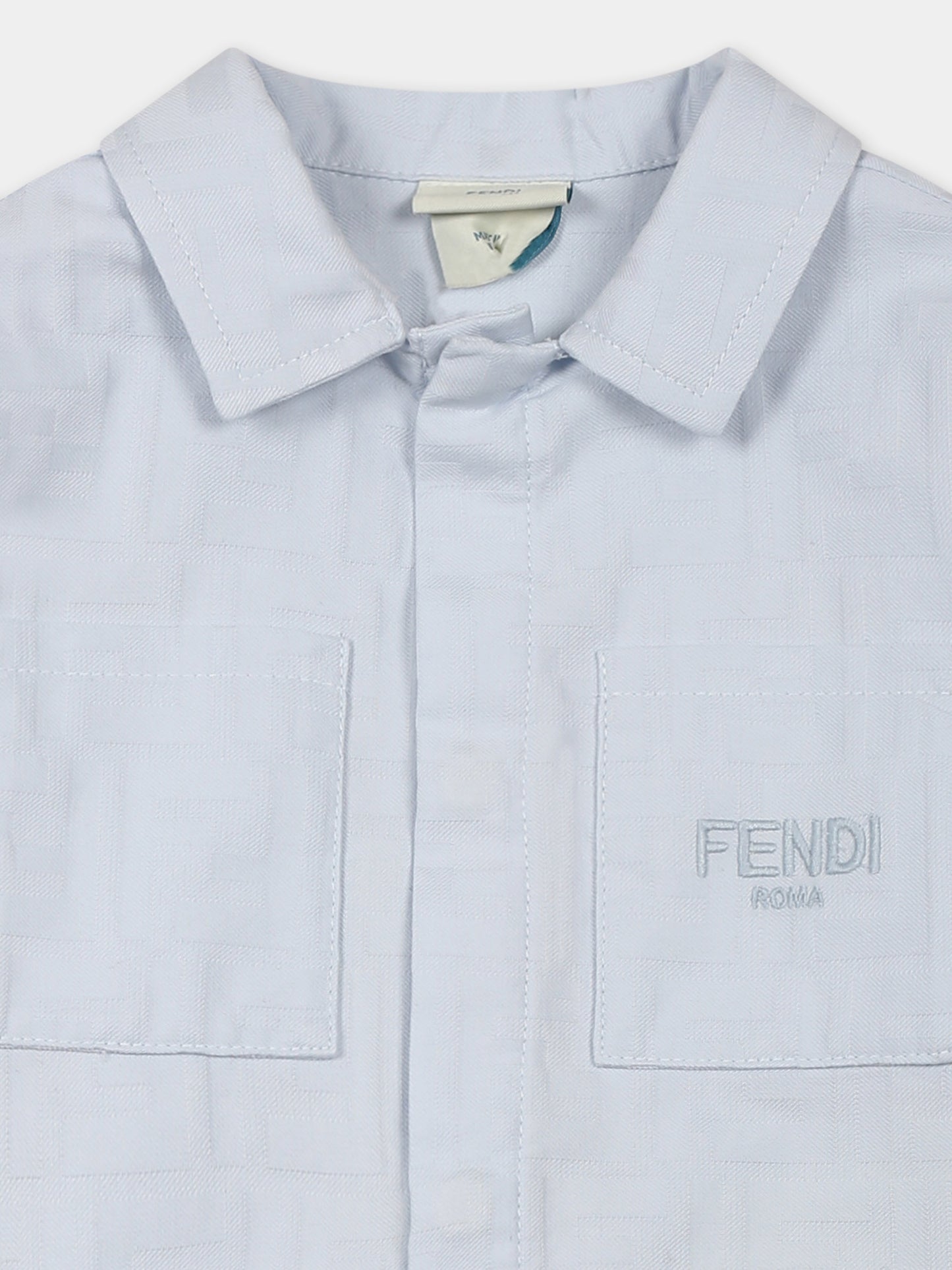 Light blue jacket for baby boy with FF