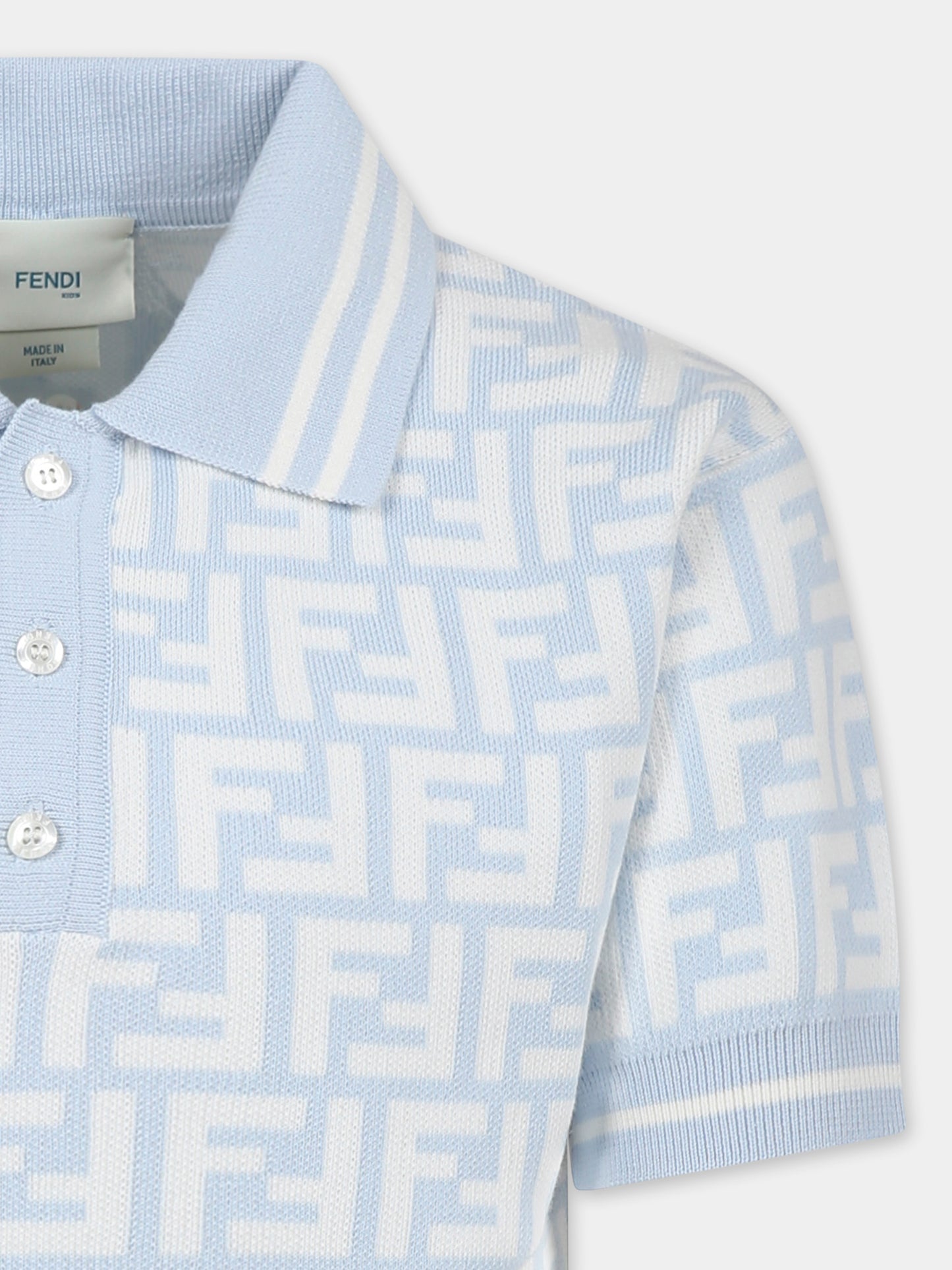 Light blue polo shirt for boy with FF