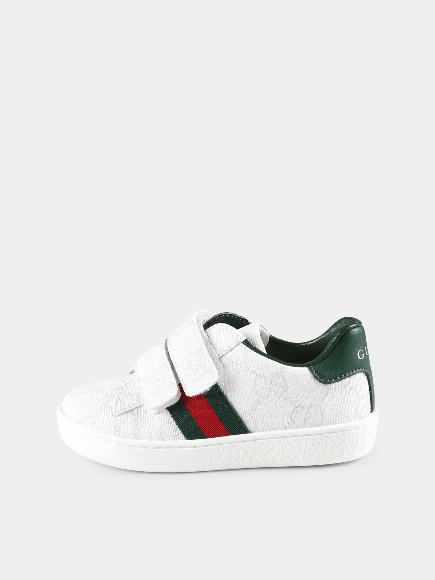 Sneakers Ace bianche per bambini con dettaglio Web,Gucci Kids,463088 FAEG6 9048