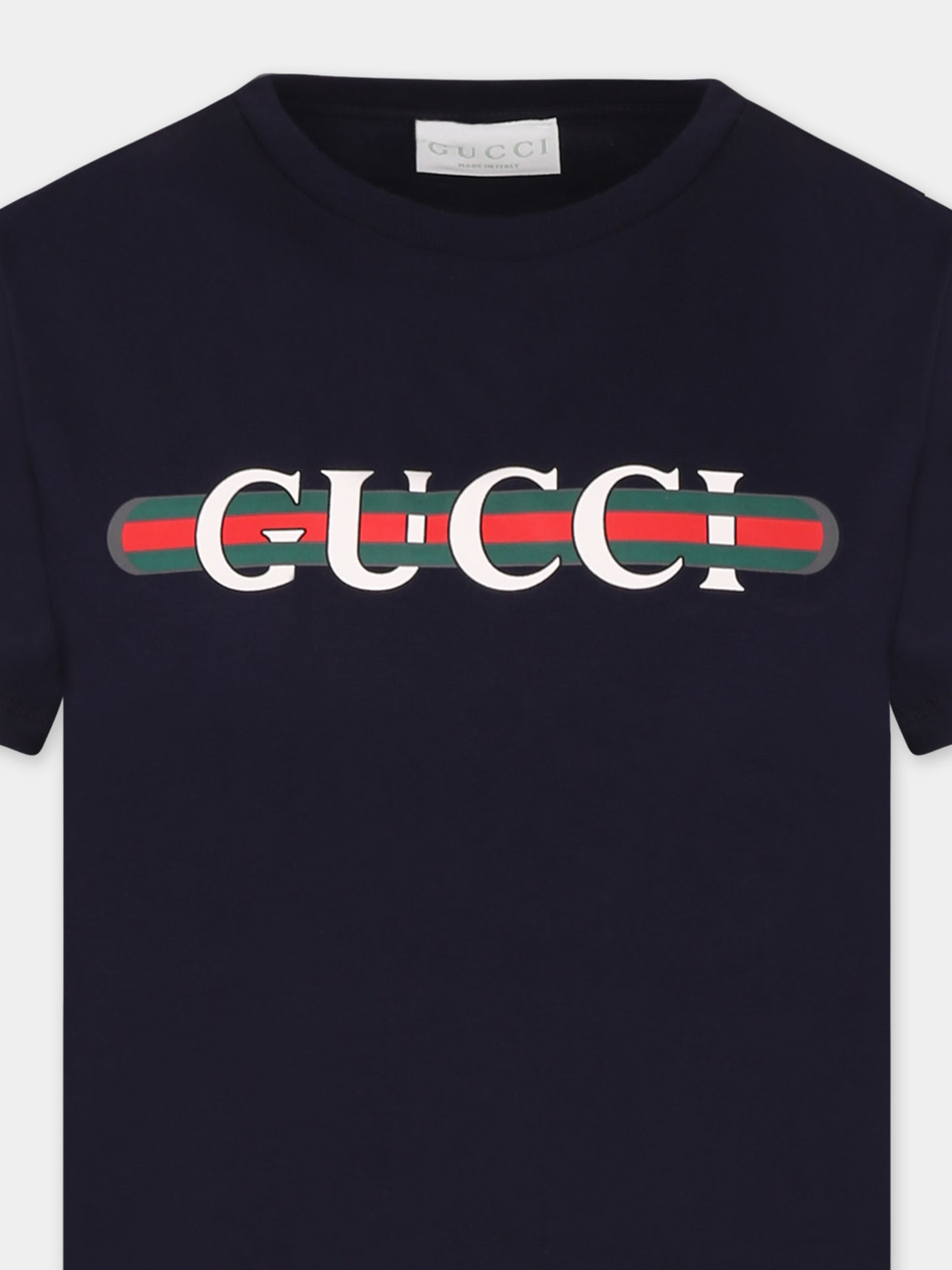 T-shirt blu per bambini con logo,Gucci Kids,561651 XJGPI 4392