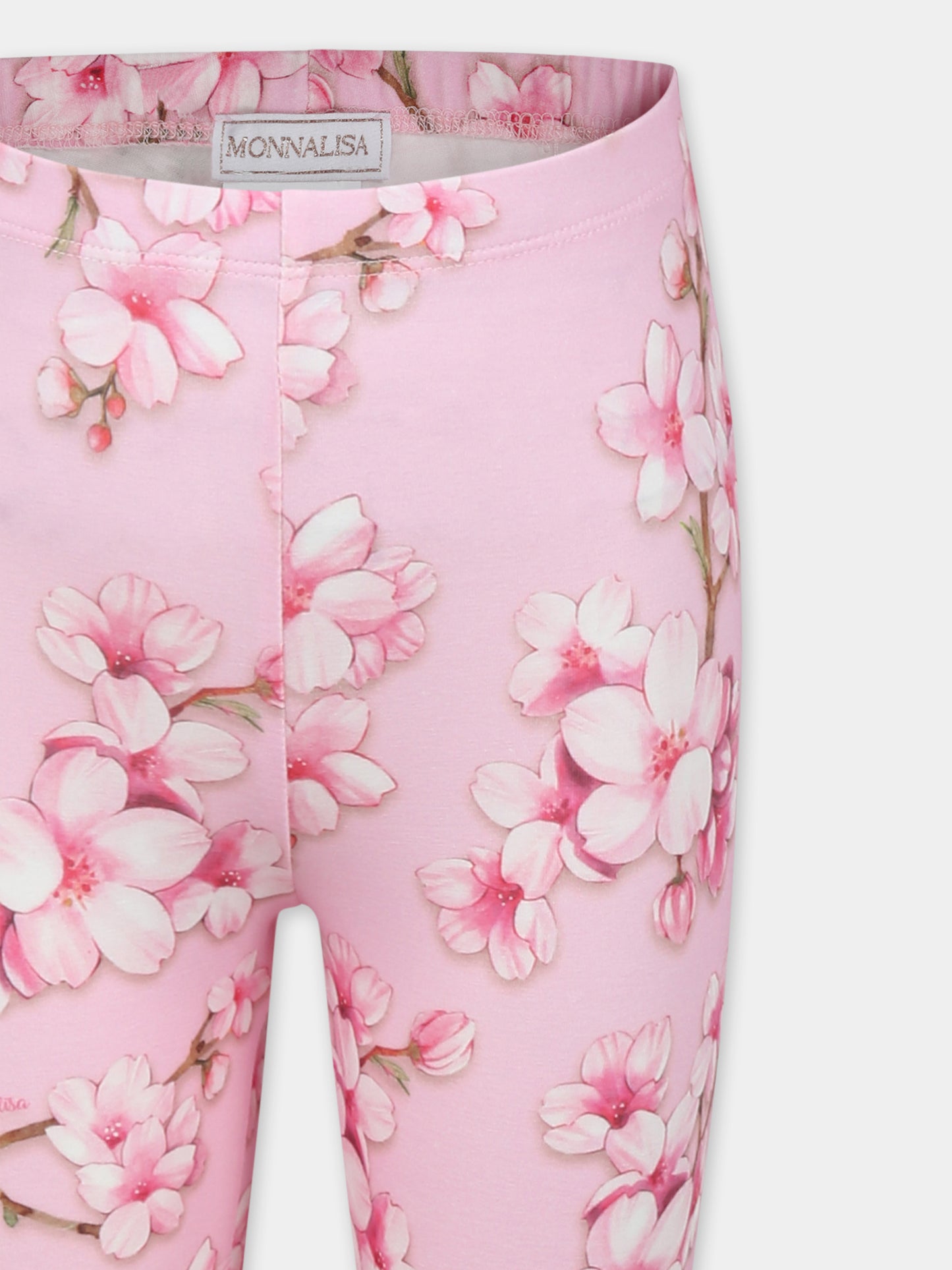 Leggings rosa per bambina con stampa floreale,Monnalisa,19E402 5018 0090