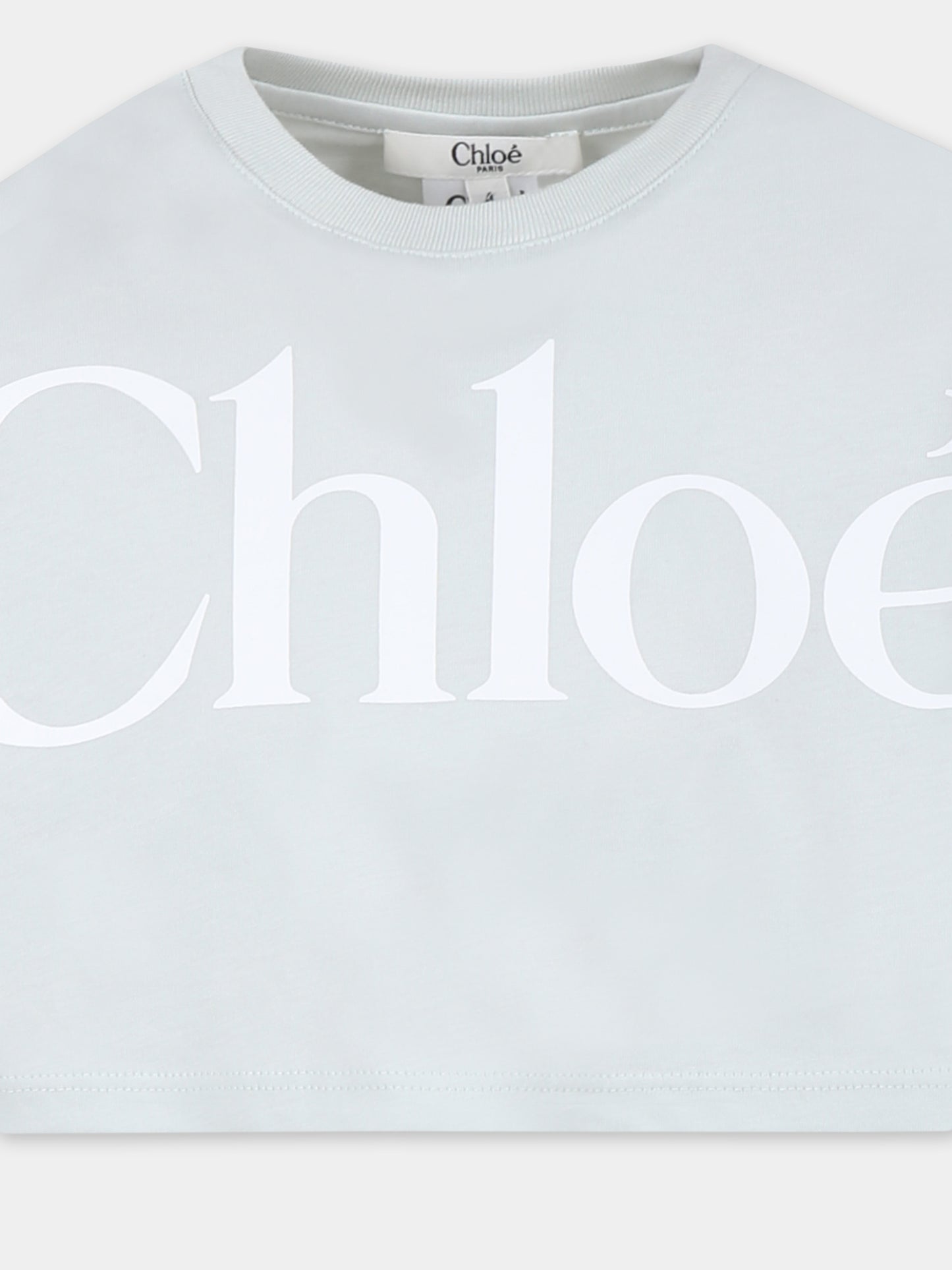 Green crop T-shirt for girl with white logo