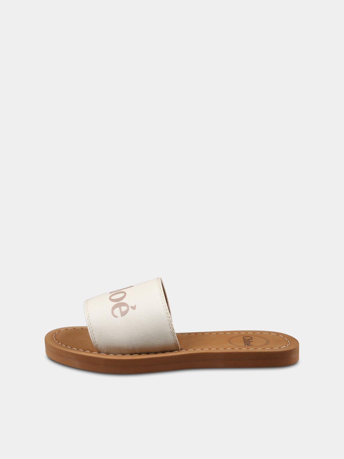 Ciabatte avorio per bambina con logo,Chloé Kids,C20507 148