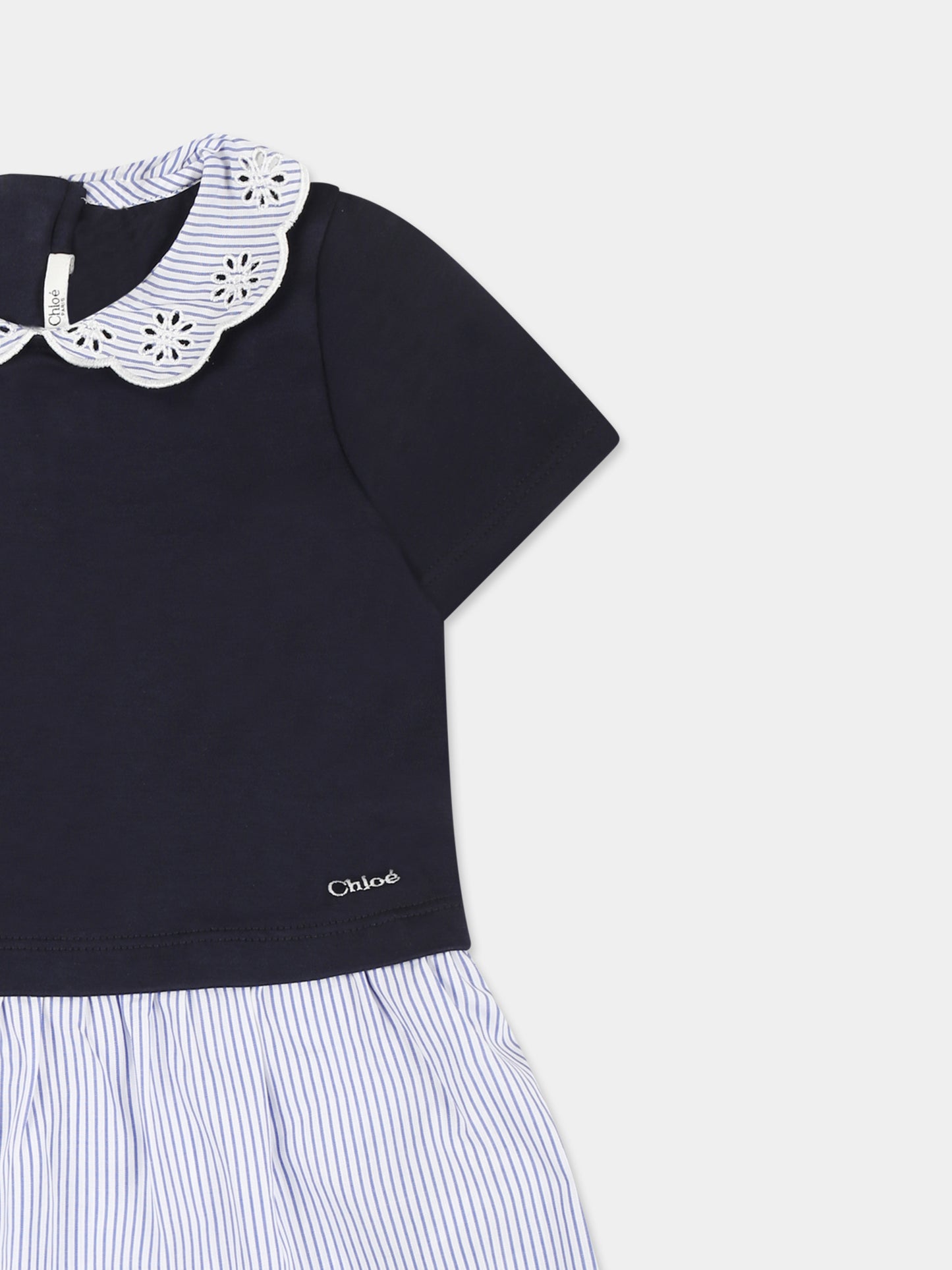 Vestito blu per neonata con logo,Chloé Kids,C20549 N48