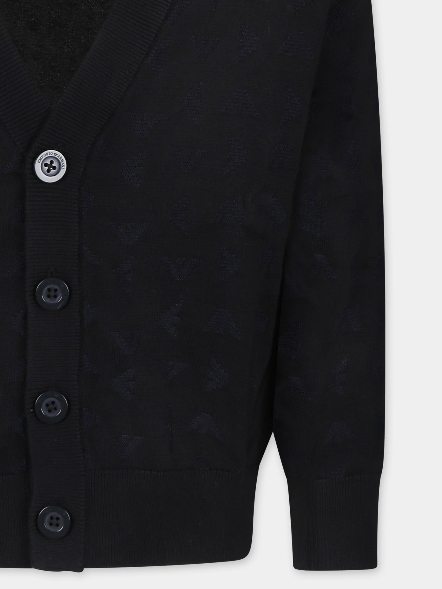 Cardigan blu per bambino con aquilotto all over,Emporio Armani,EB000286 AF13935 UB118