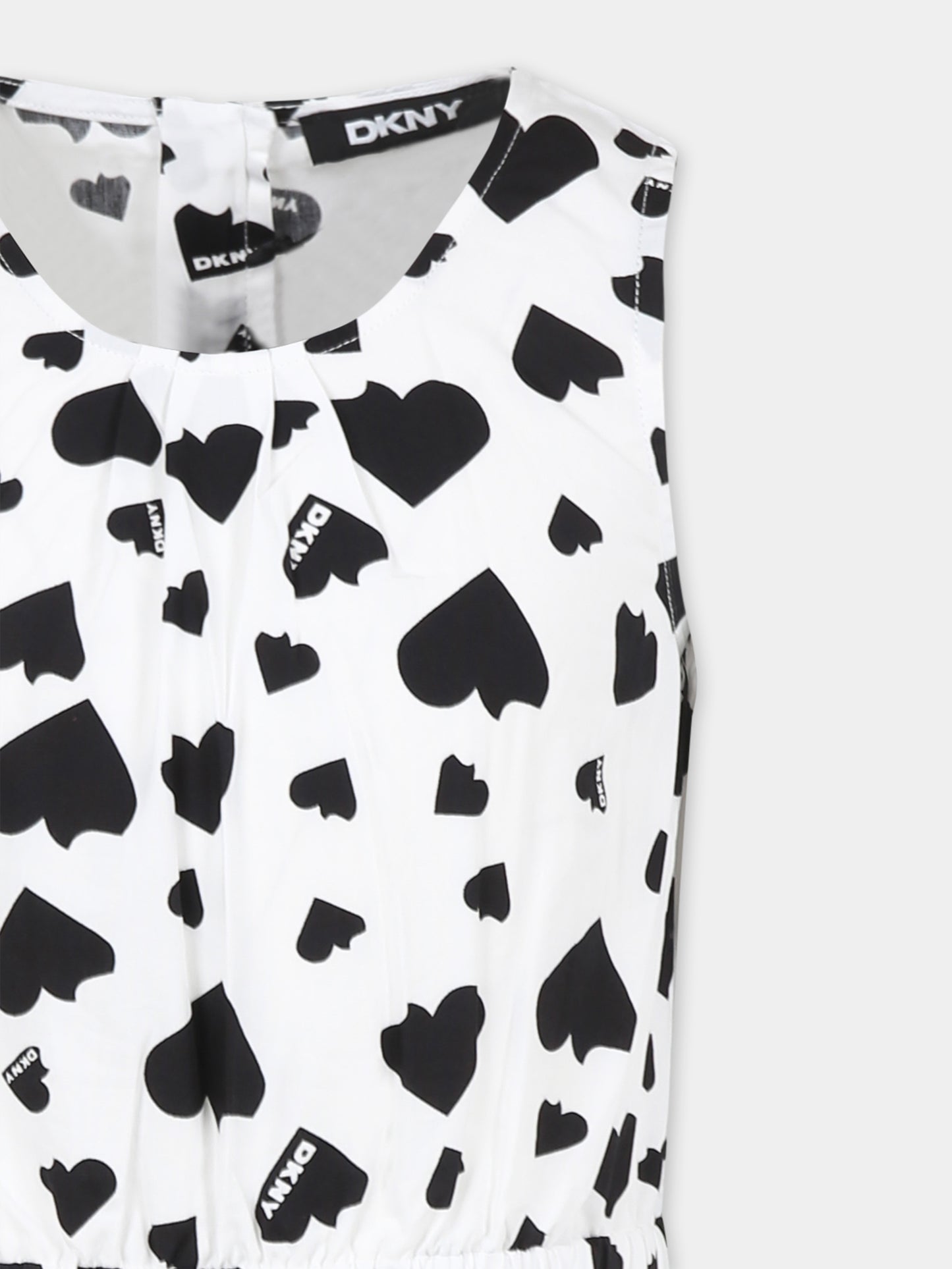 Vestito bianco per bambina con cuori all over,Dkny,D62328 N50