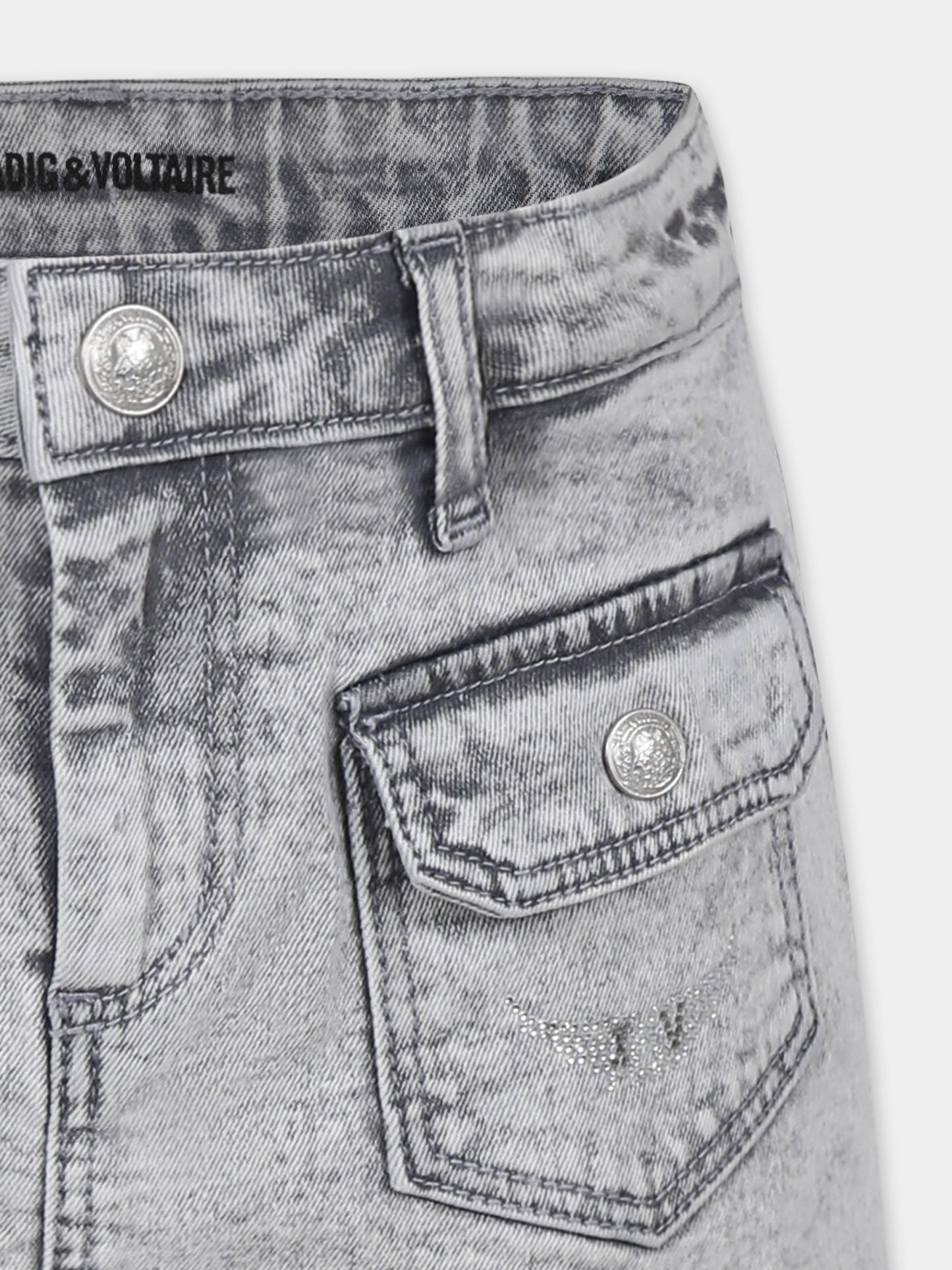 Gonna grigia per bambina con ali e strass,Zadig & Voltaire Kids,X60333 Z20