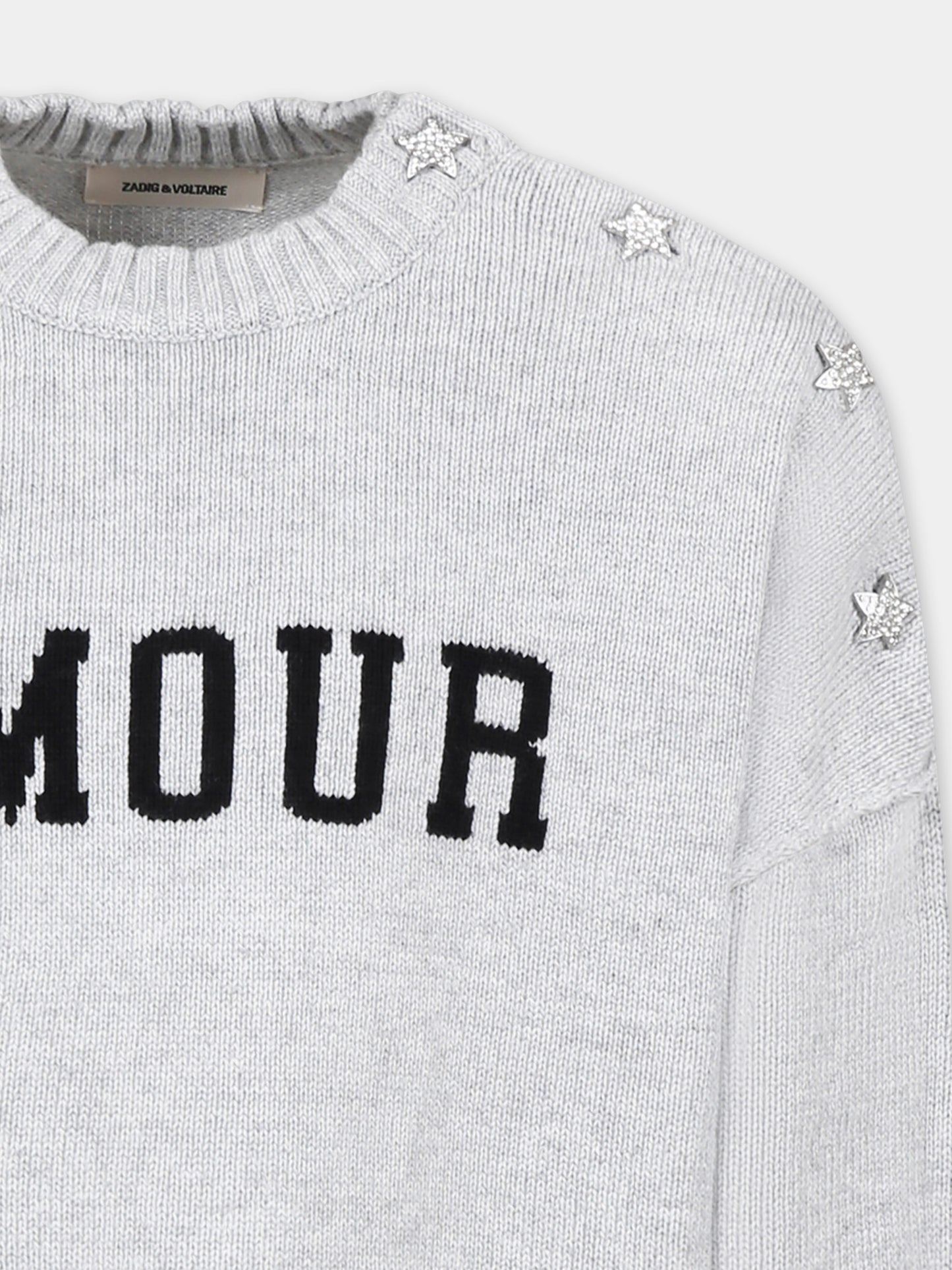 Maglione grigio per bambina con scritta,Zadig & Voltaire Kids,X60328 A07