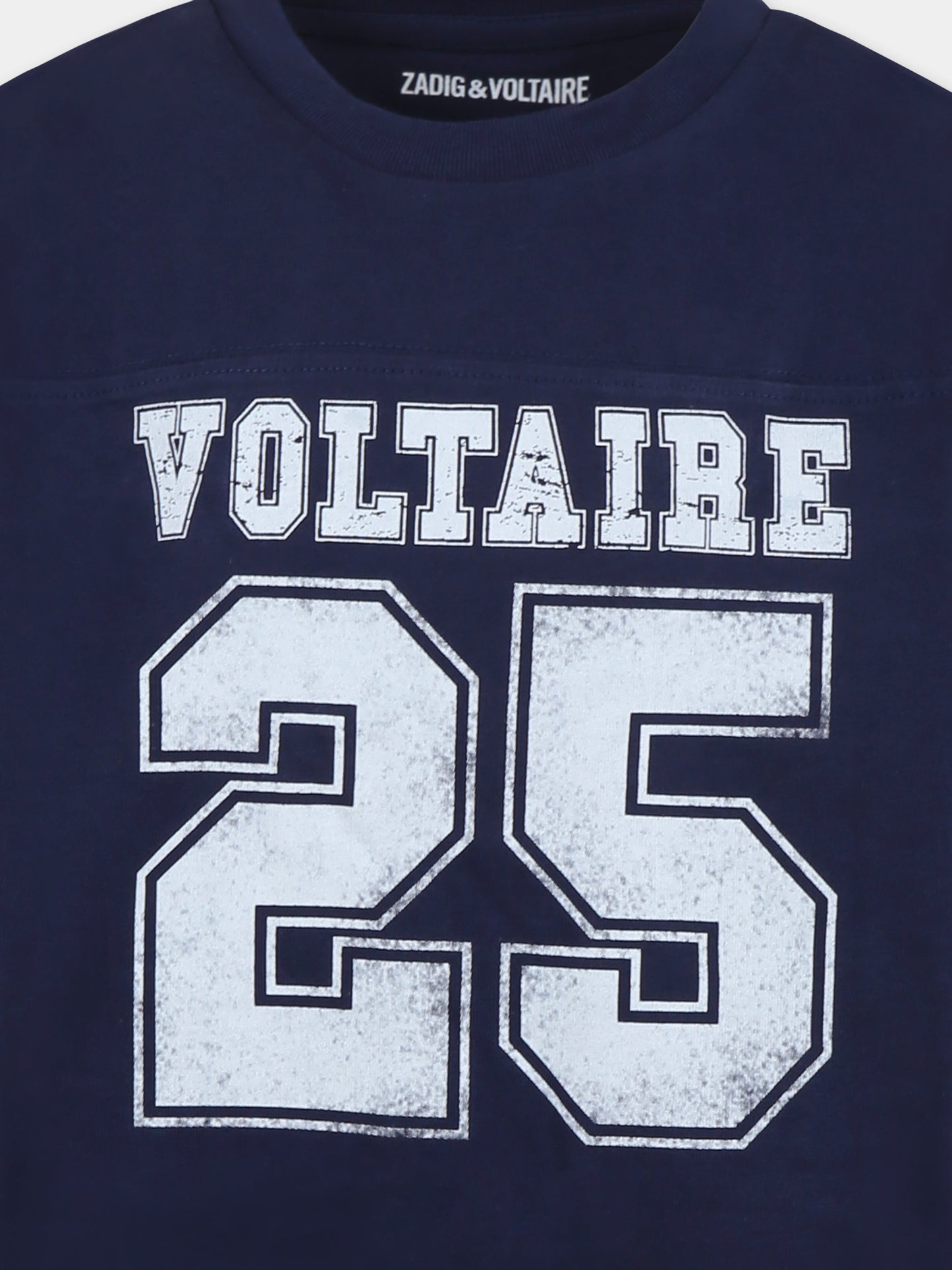 T-shirt blu per bambino con logo,Zadig & Voltaire Kids,X60369 85C