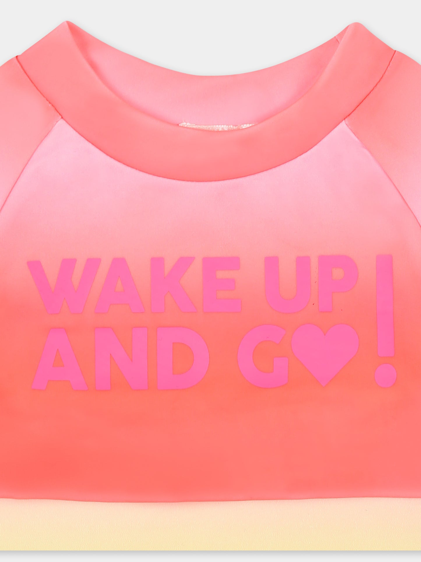 Multicolor T-shirt for girl with fuchsia lettering