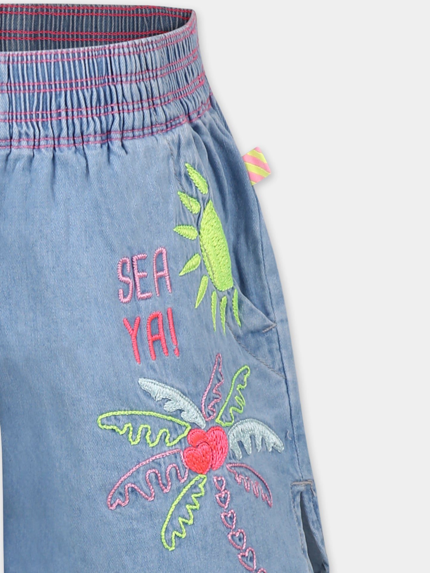 Shorts denim per bambina con palma,Billieblush,U20897 Z04