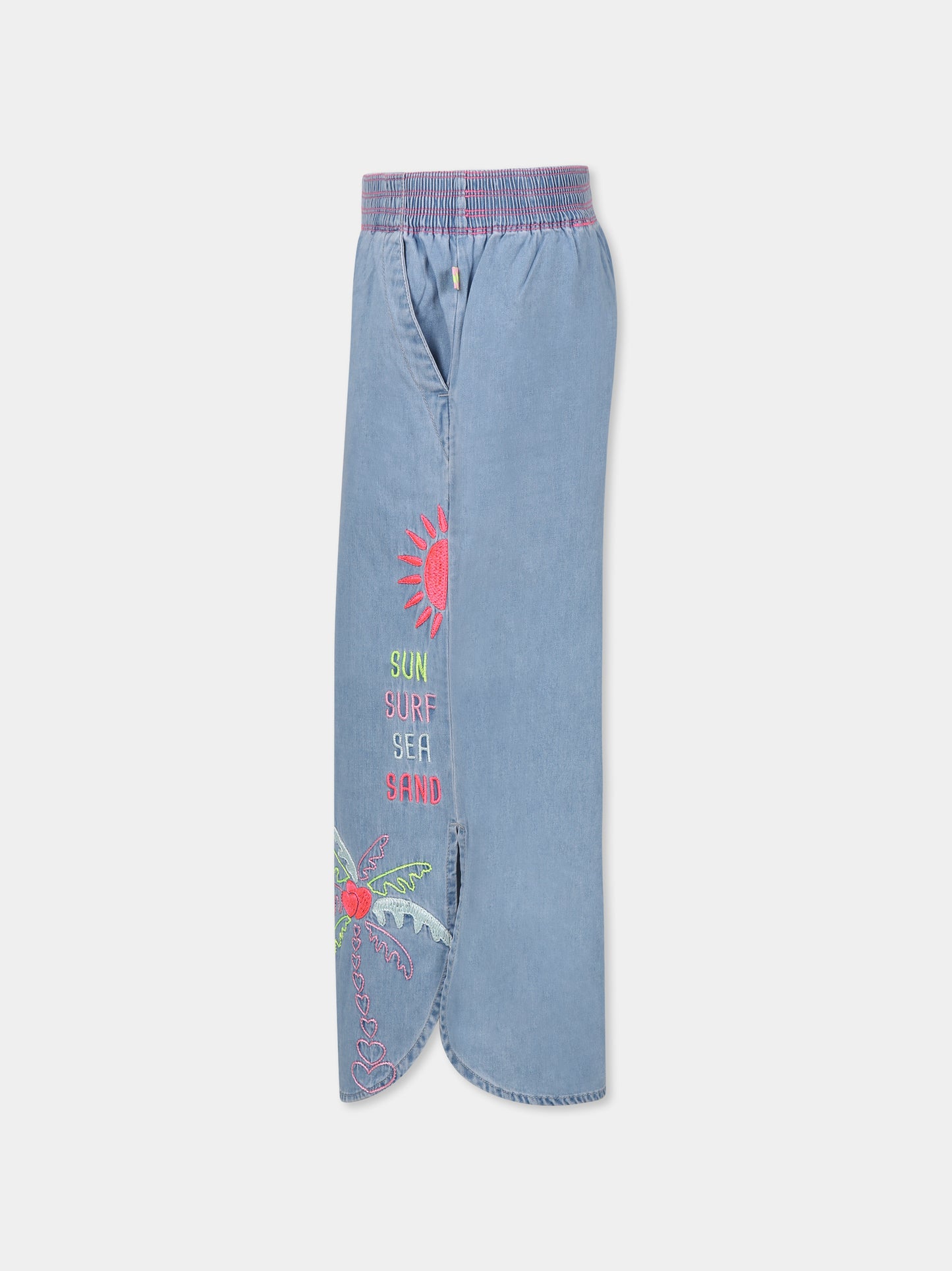 Jeans denim per bambina con palma,Billieblush,U20859 Z04