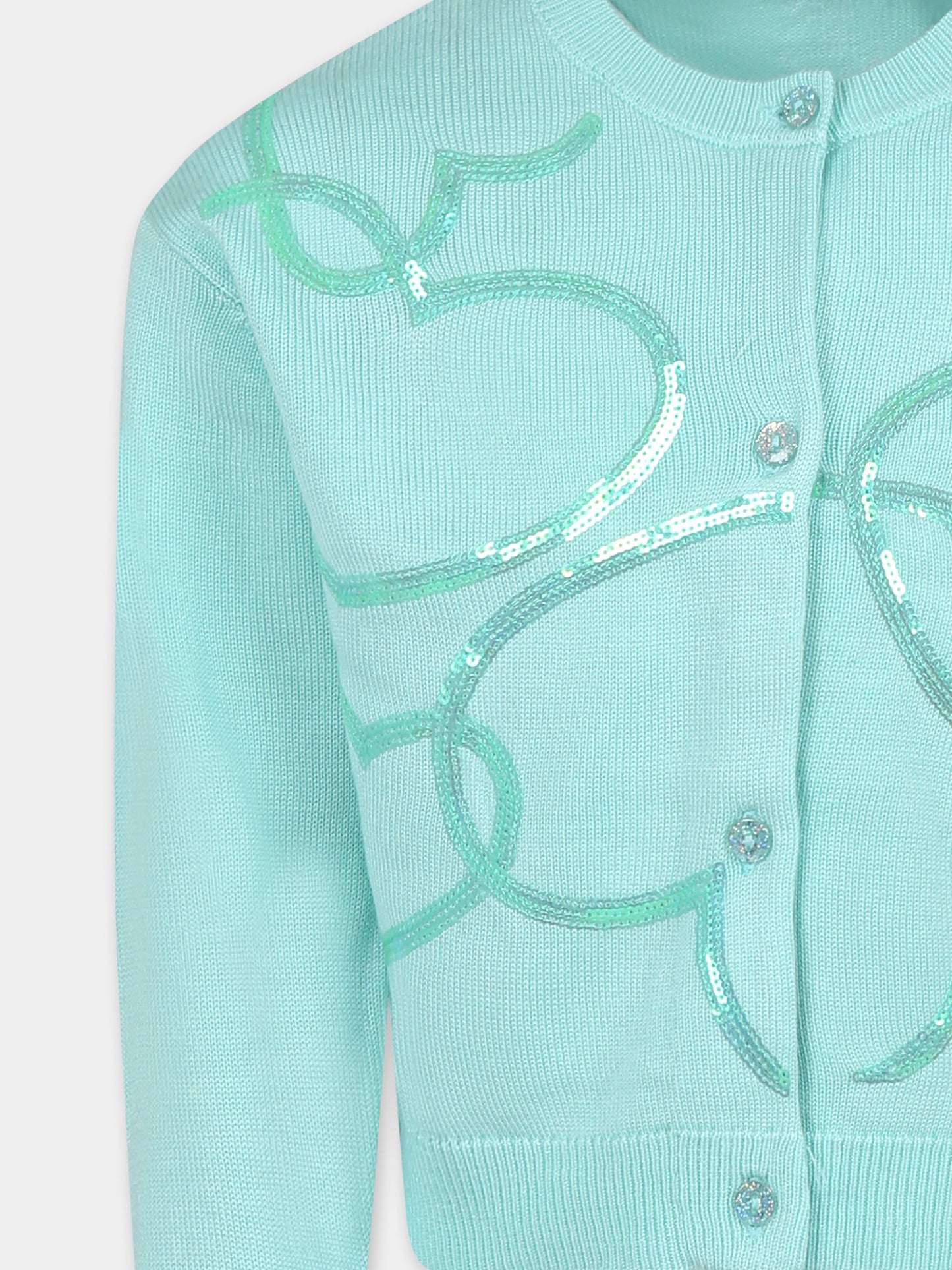 Cardigan verde per bambina con cuori,Billieblush,U20883 74A