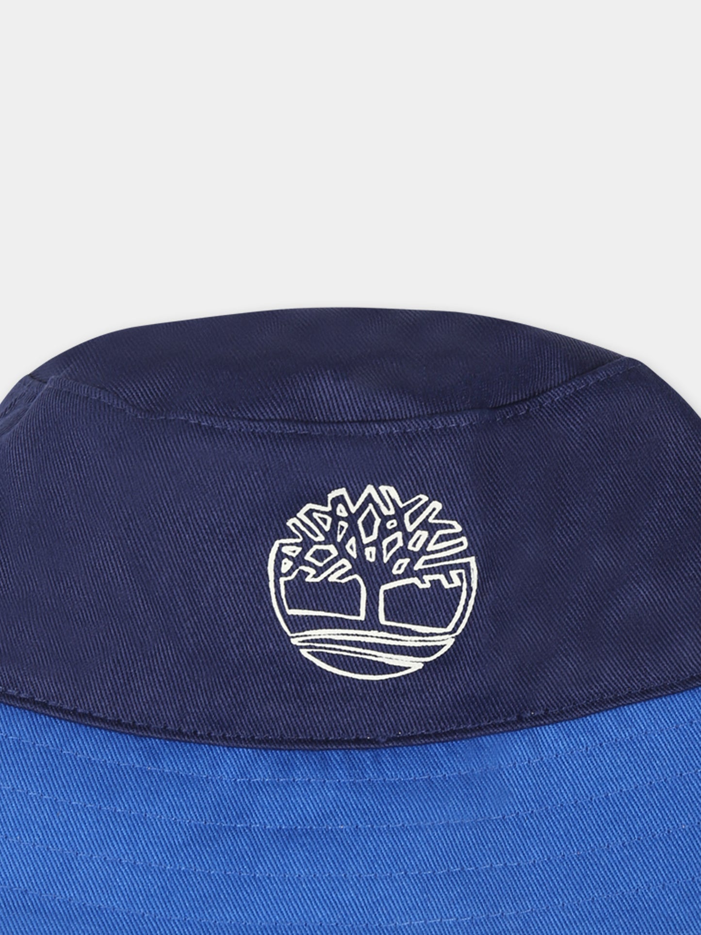 Reversible blue cloche for baby boy with logo