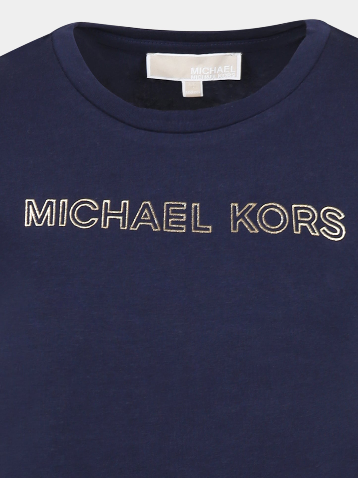 T-shirt blu per bambina con logo,Michael Kors,R30314 849