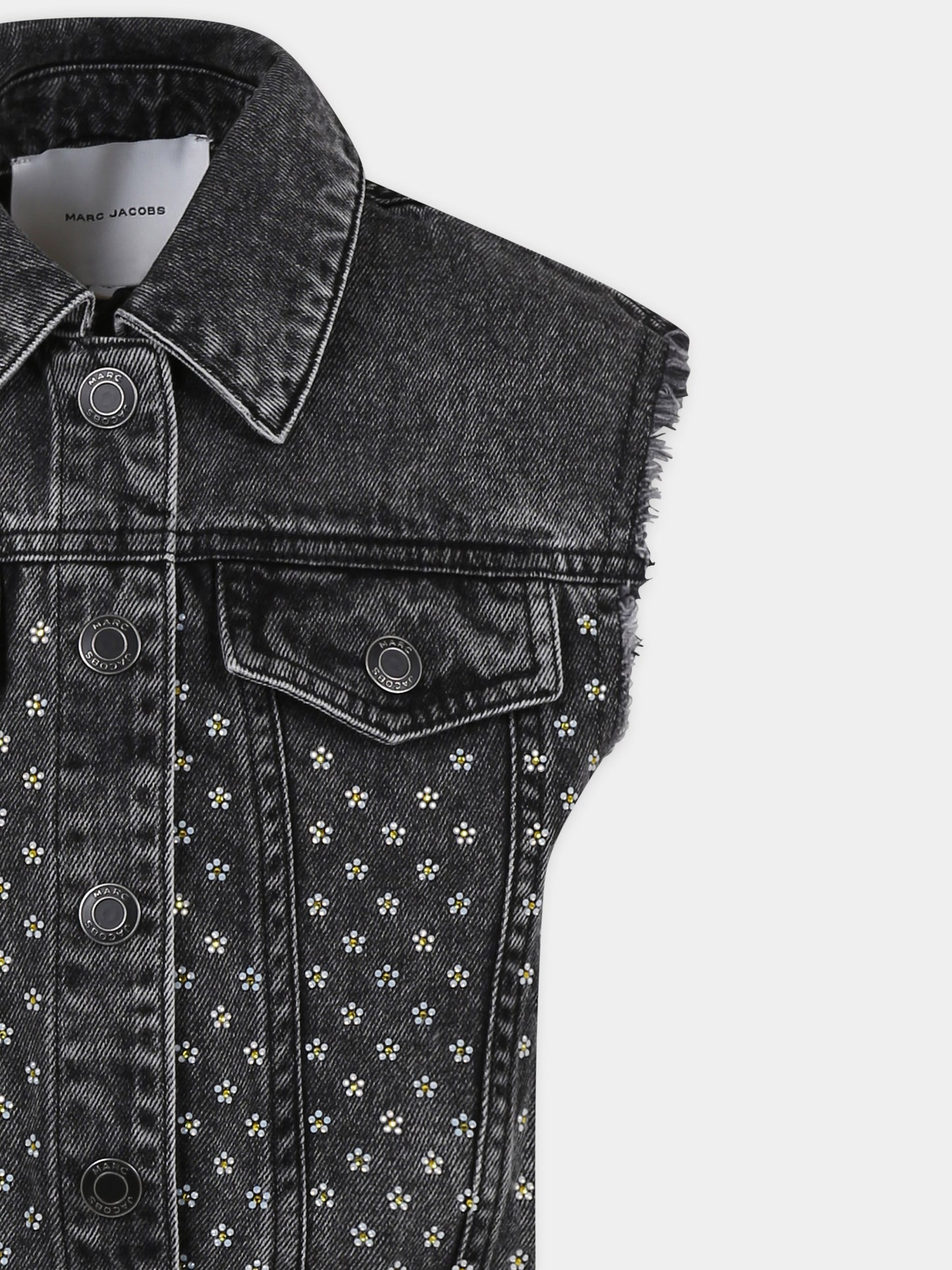 Black vest for girl with flowers