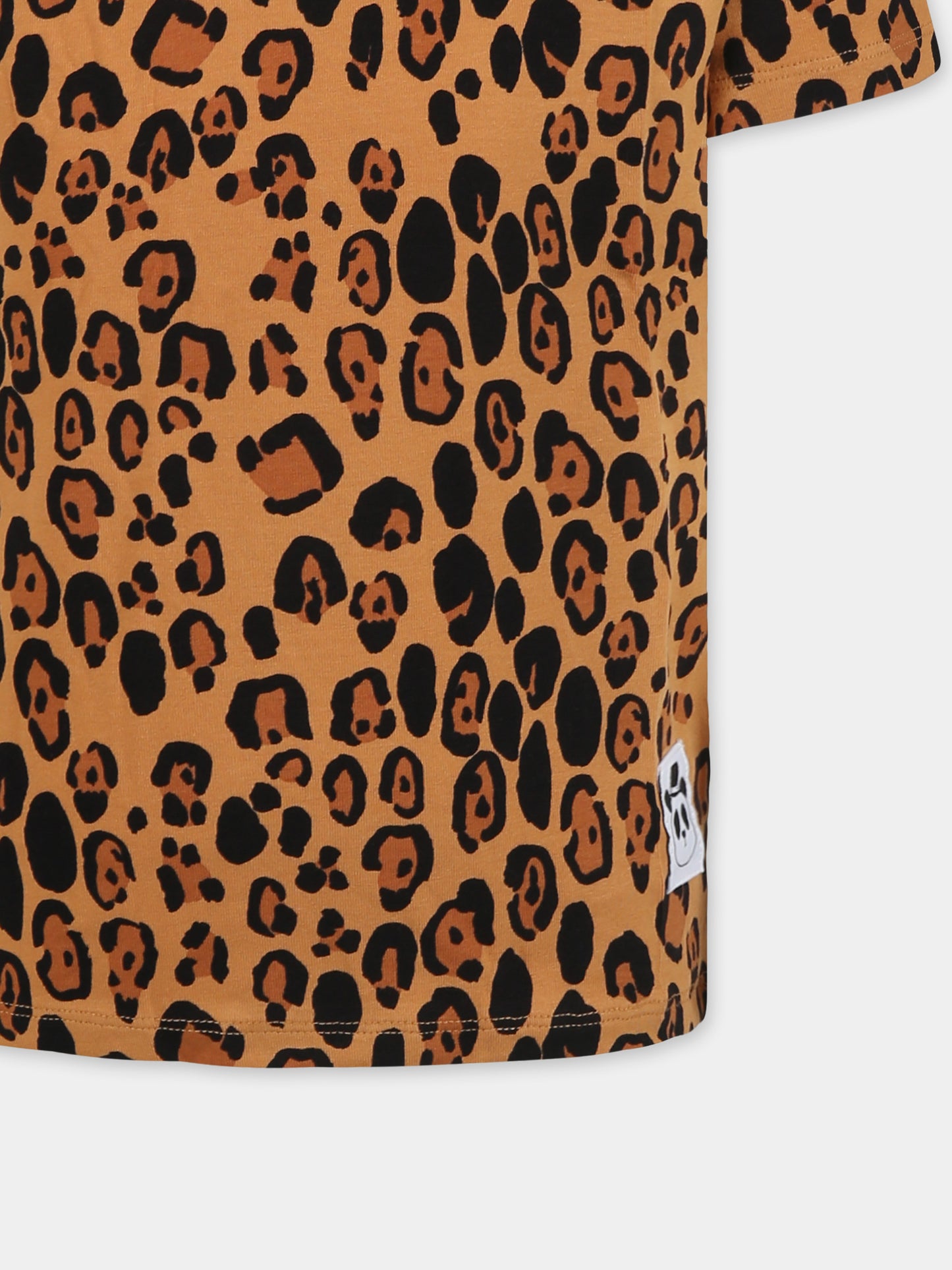 T-shirt beige per bambini con stampa maculata,Mini Rodini,1000000213