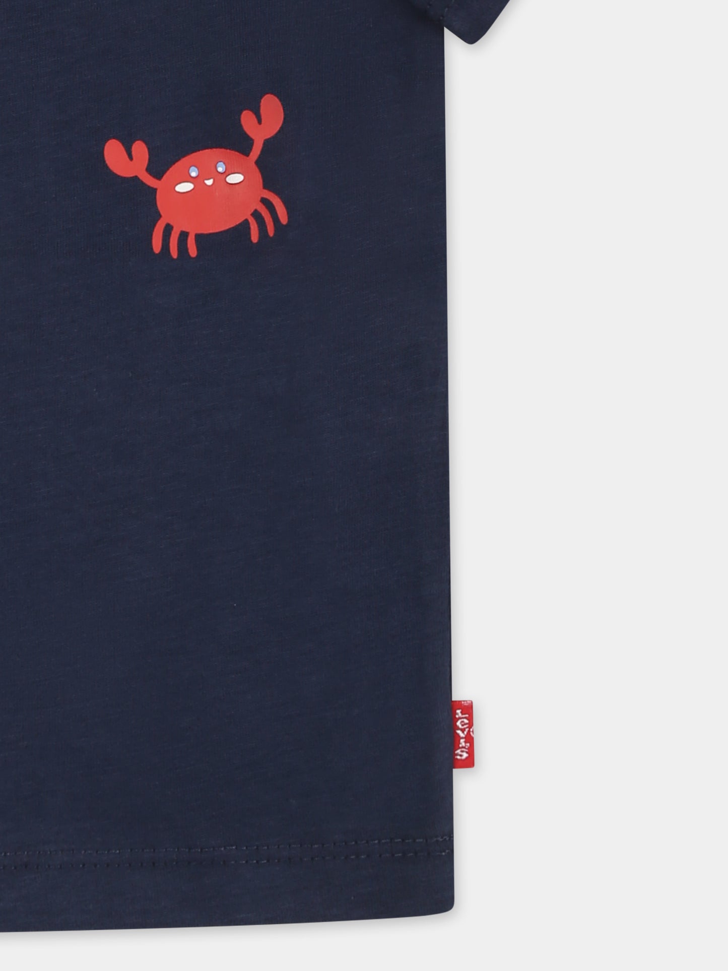 T-shirt blu per neonato con logo e balena,Levi's Kids,M319 C8D