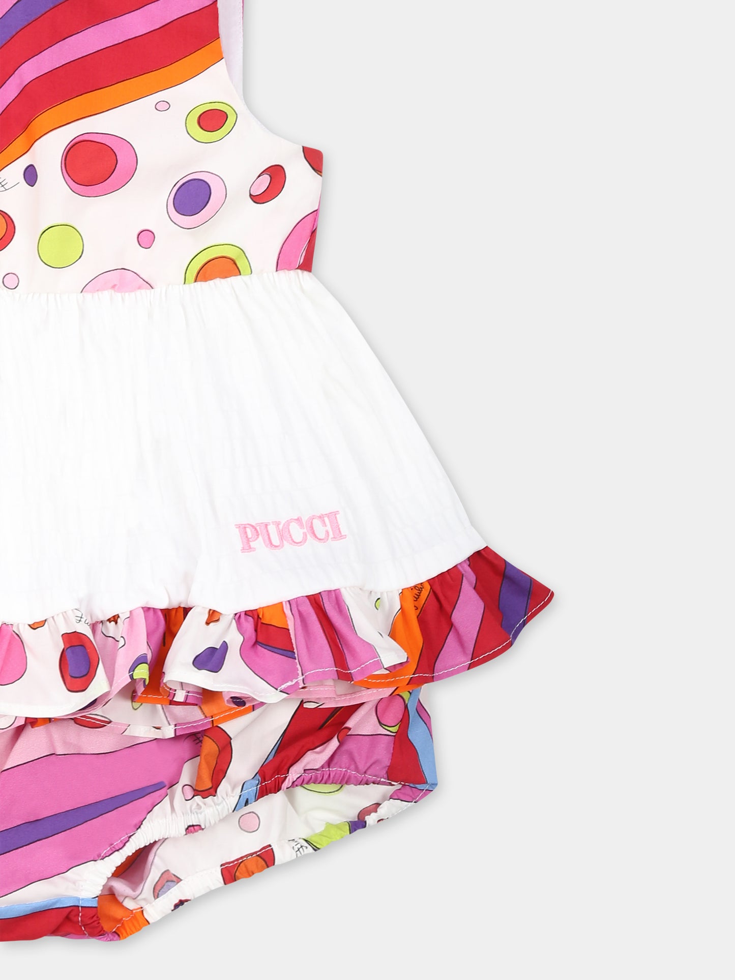 Vestito multicolor per neonata con logo e stampa marmo,Emilio Pucci Junior,PW5022 P0492 100