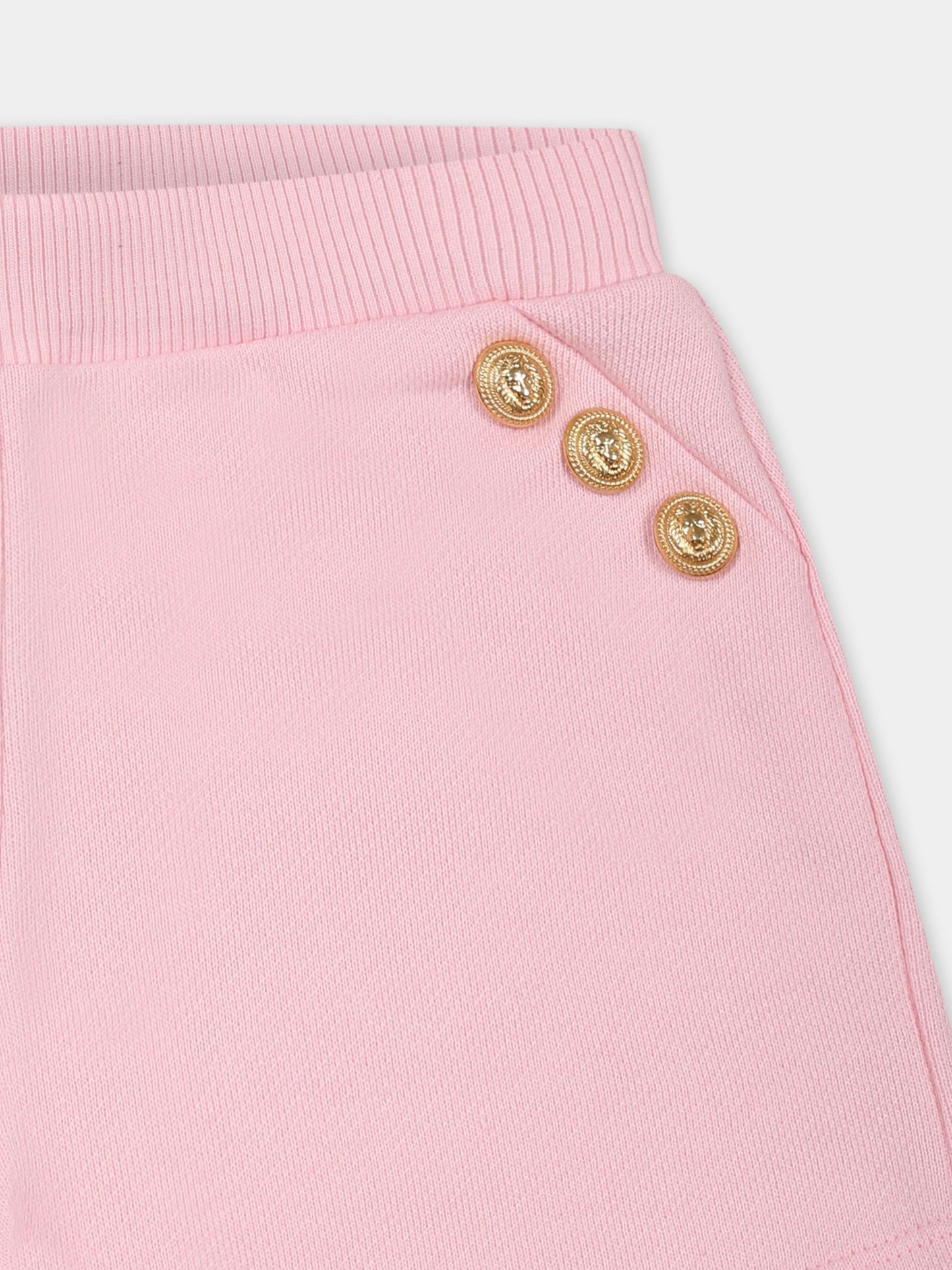 Pink shorts for baby girl with buttons