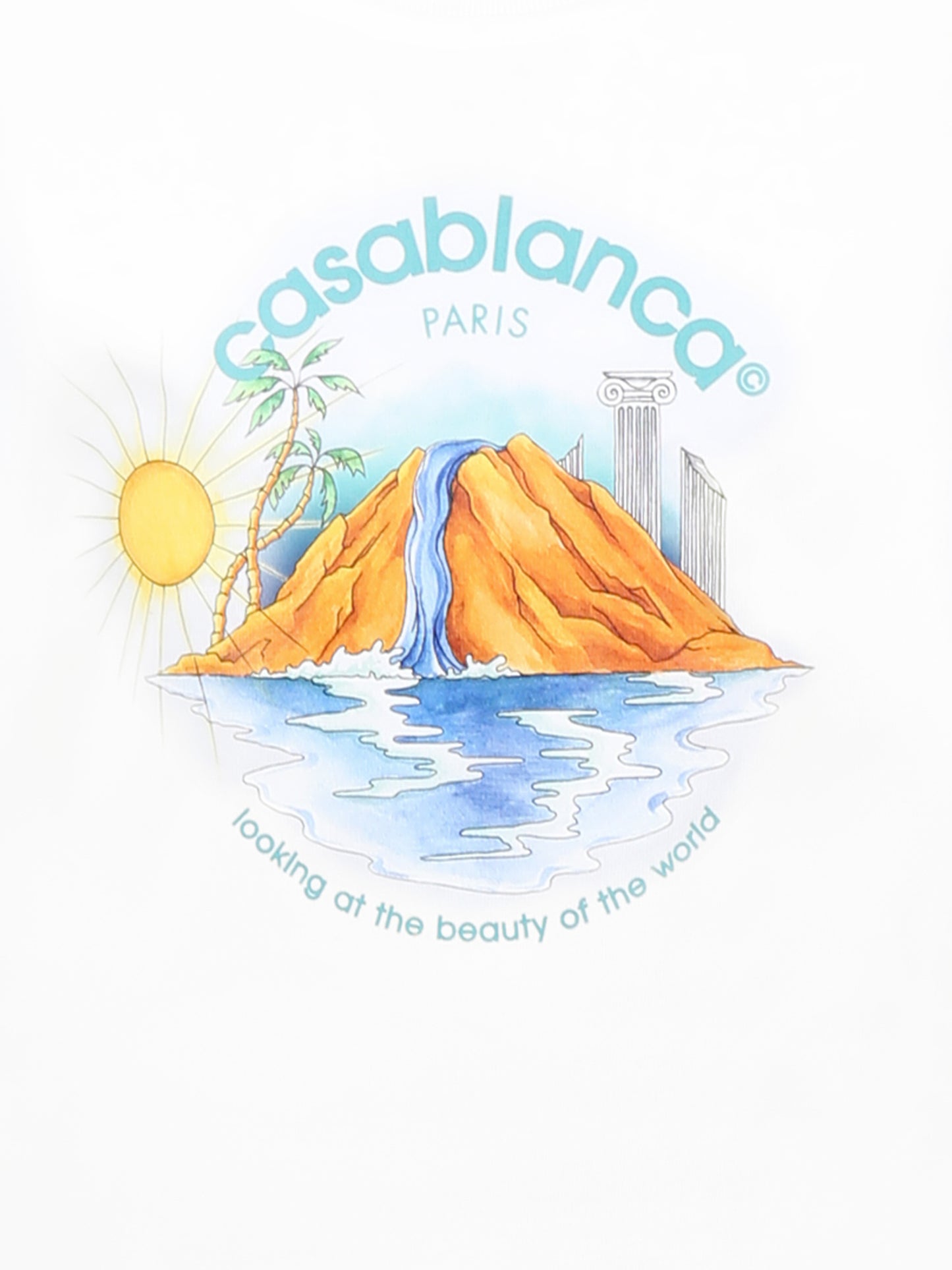 T-shirt bianca per bambini con stampa oasi e logo,Casablanca,U KS25 JTS 038 01 EX