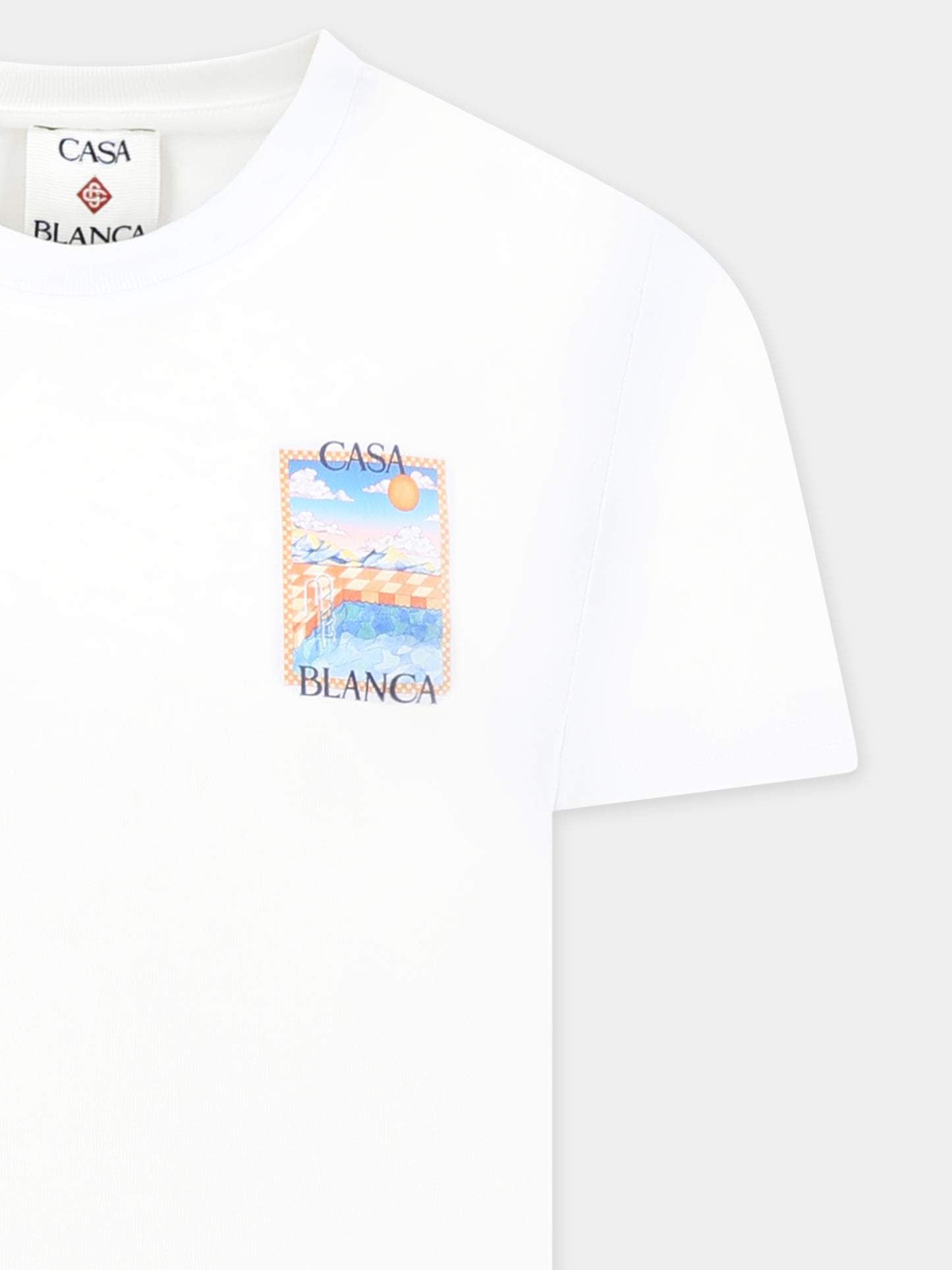 T-shirt bianca per bambini con stampa piscina,Casablanca,KS25 JTS 038 04 EX