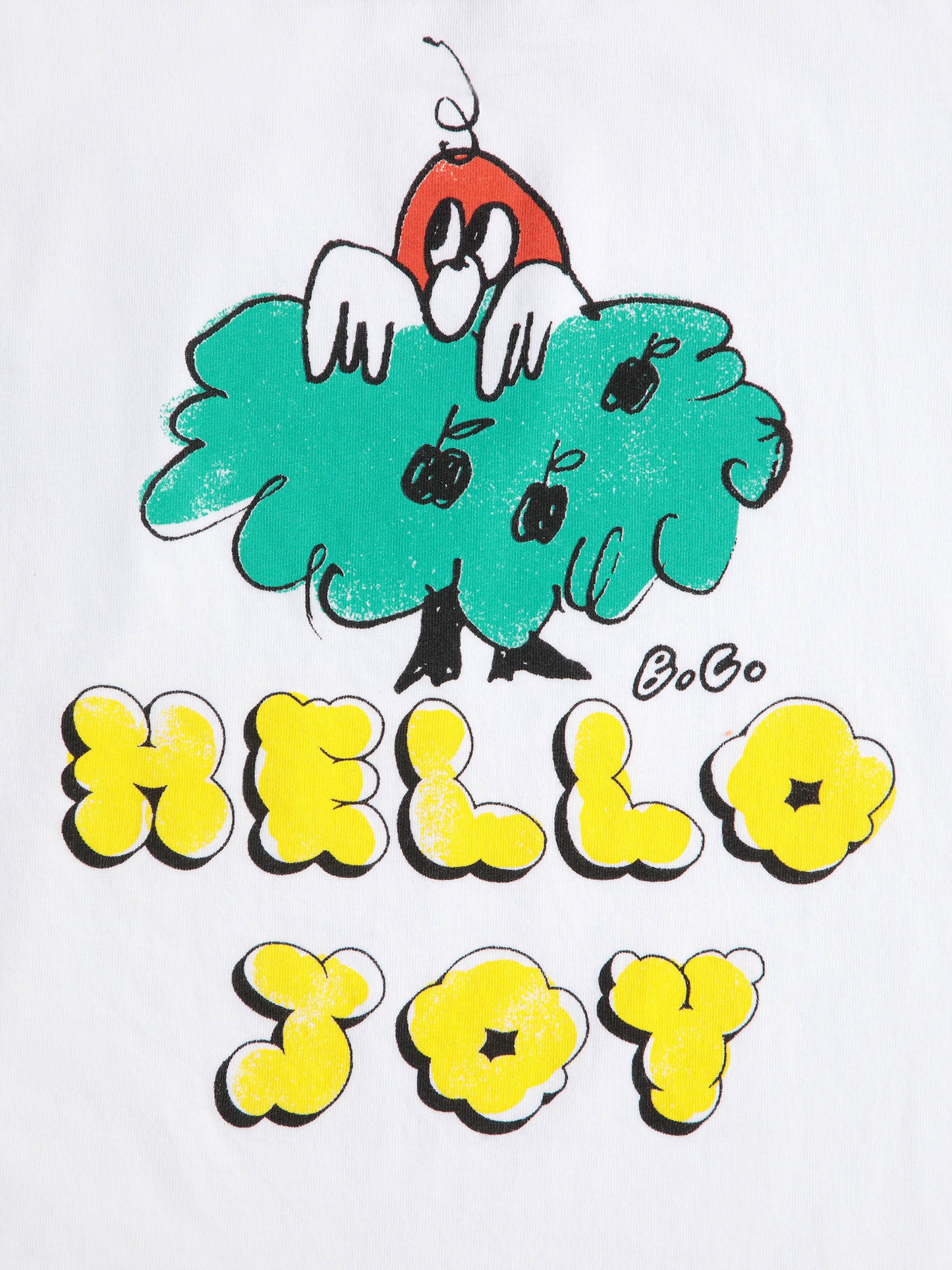 T-shirt bianca per bambini con scritta Joy e patch,Bobo Choses,B125AC001