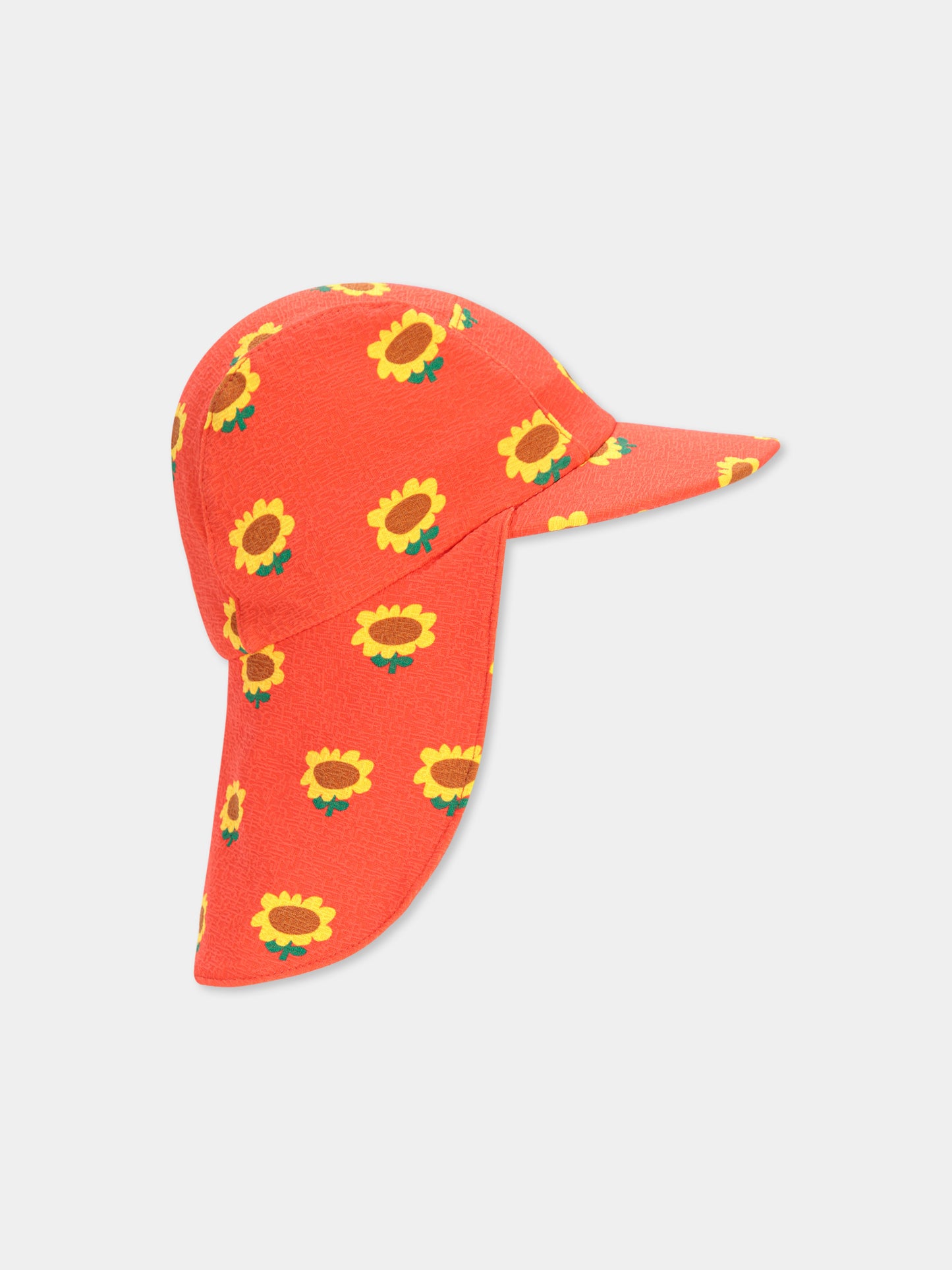 Cappello rosso per neonata con girasoli all over,Bobo Choses,B125AH012