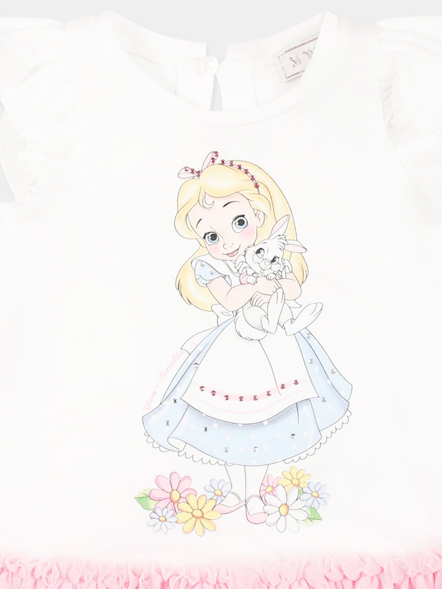 Multicolor dress for baby girl with Alice in Wonderland