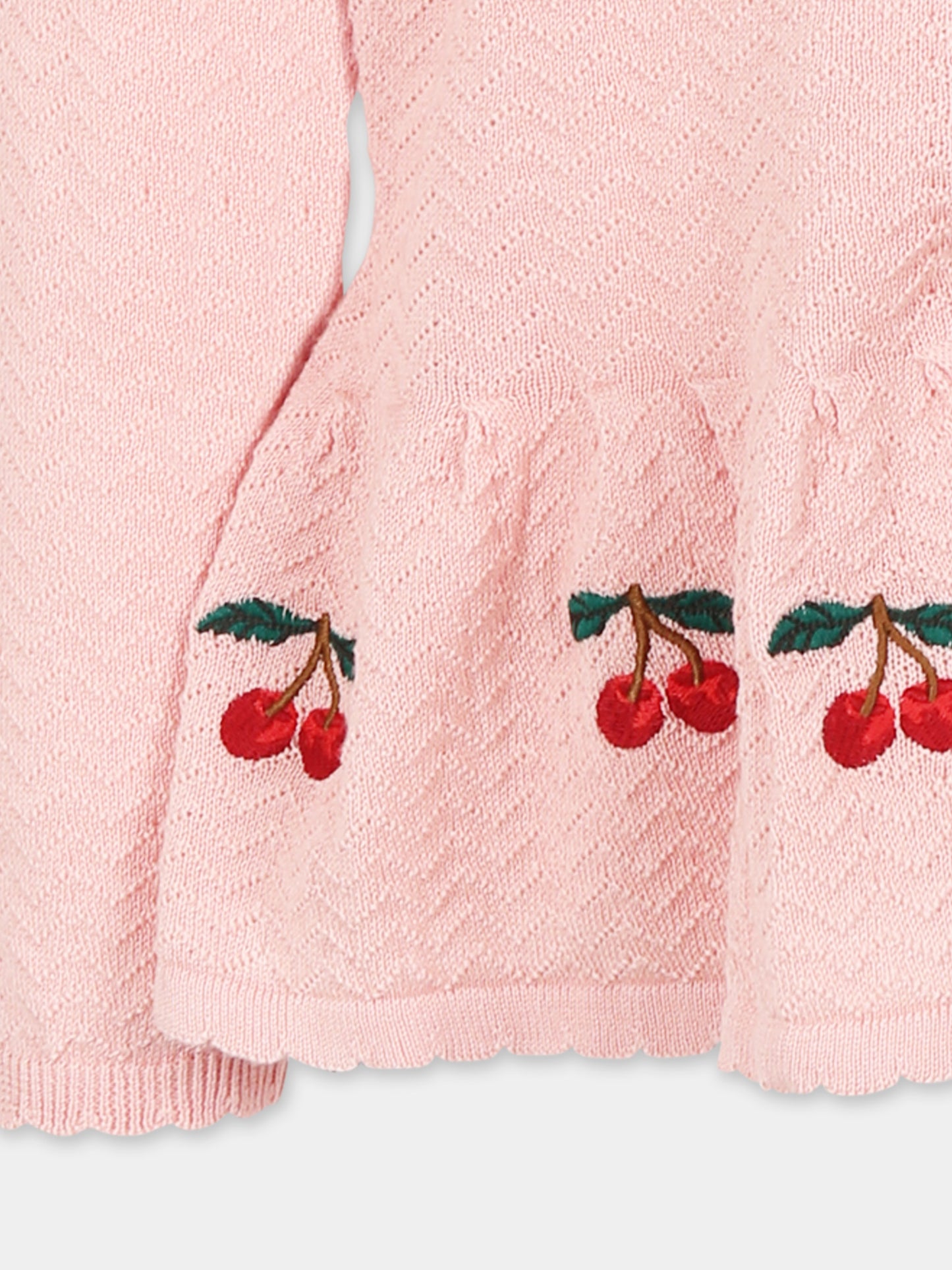 Pink cardigan for girl with cherries