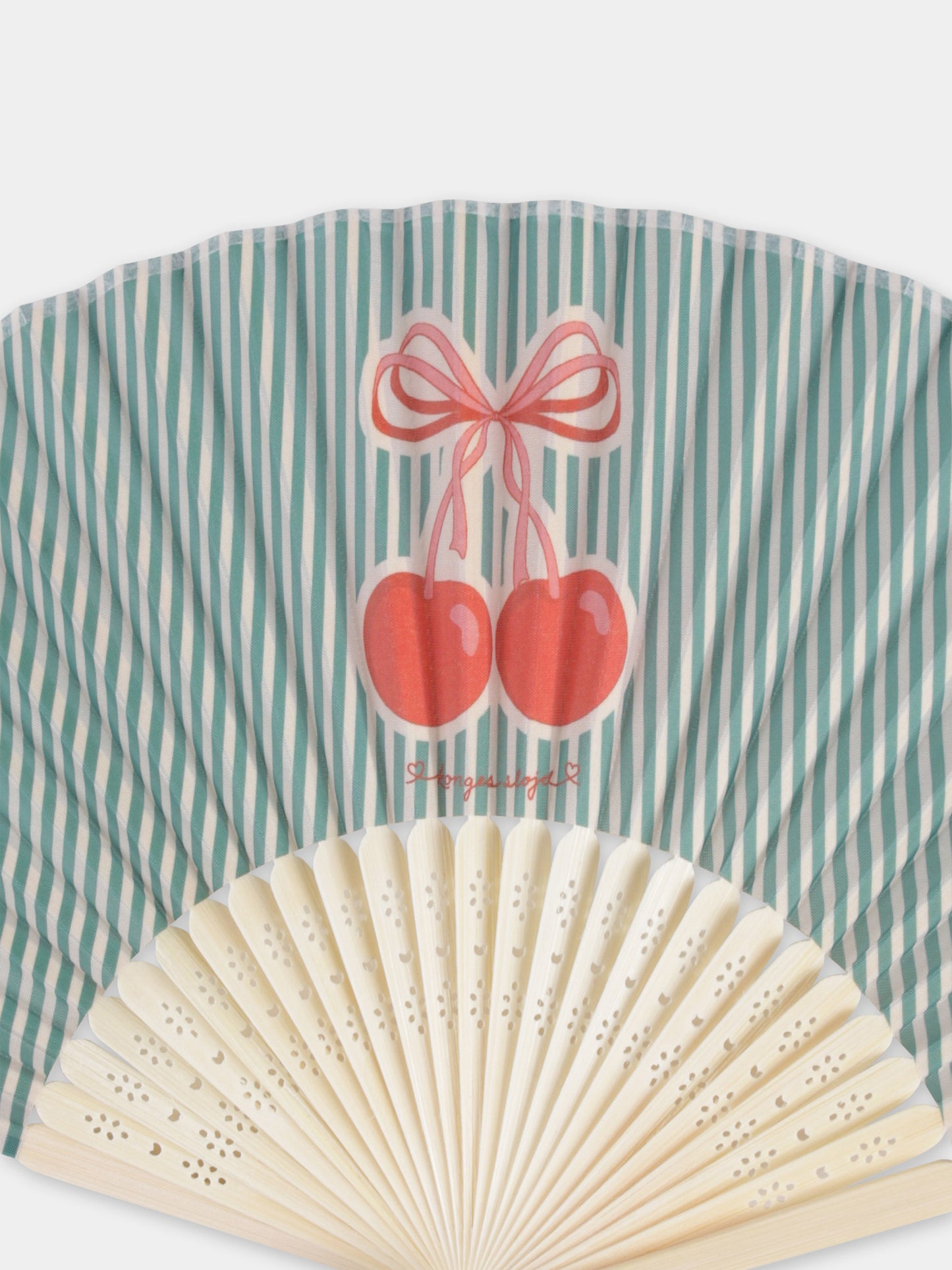 Ventaglio verde per bambina con ciliegie,Konges Sløjd,KS102339 CHERRY