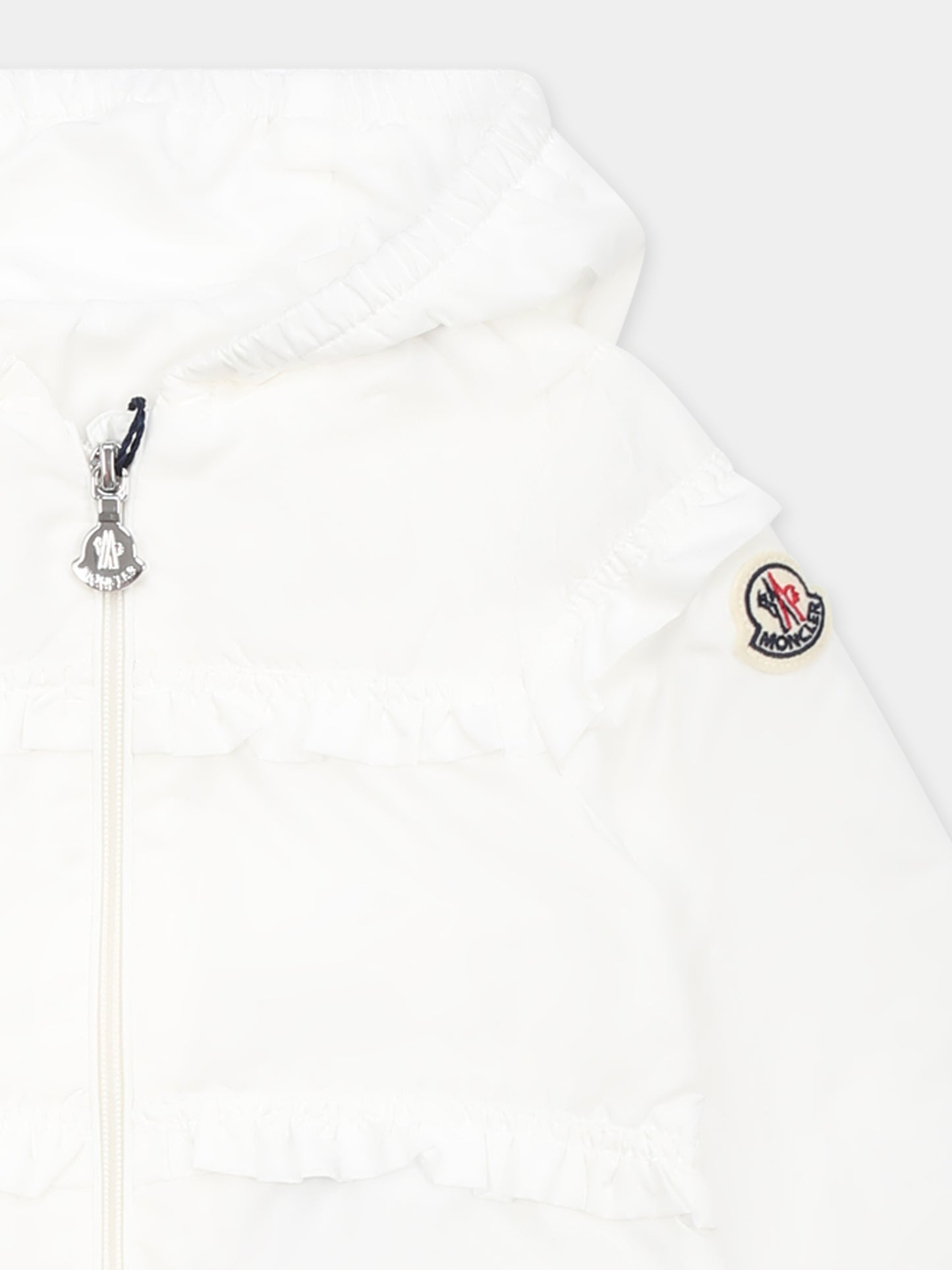 Giacca a vento Hiti bianca per neonata con logo,Moncler Kids,K1951 1A00042 53A5E 032