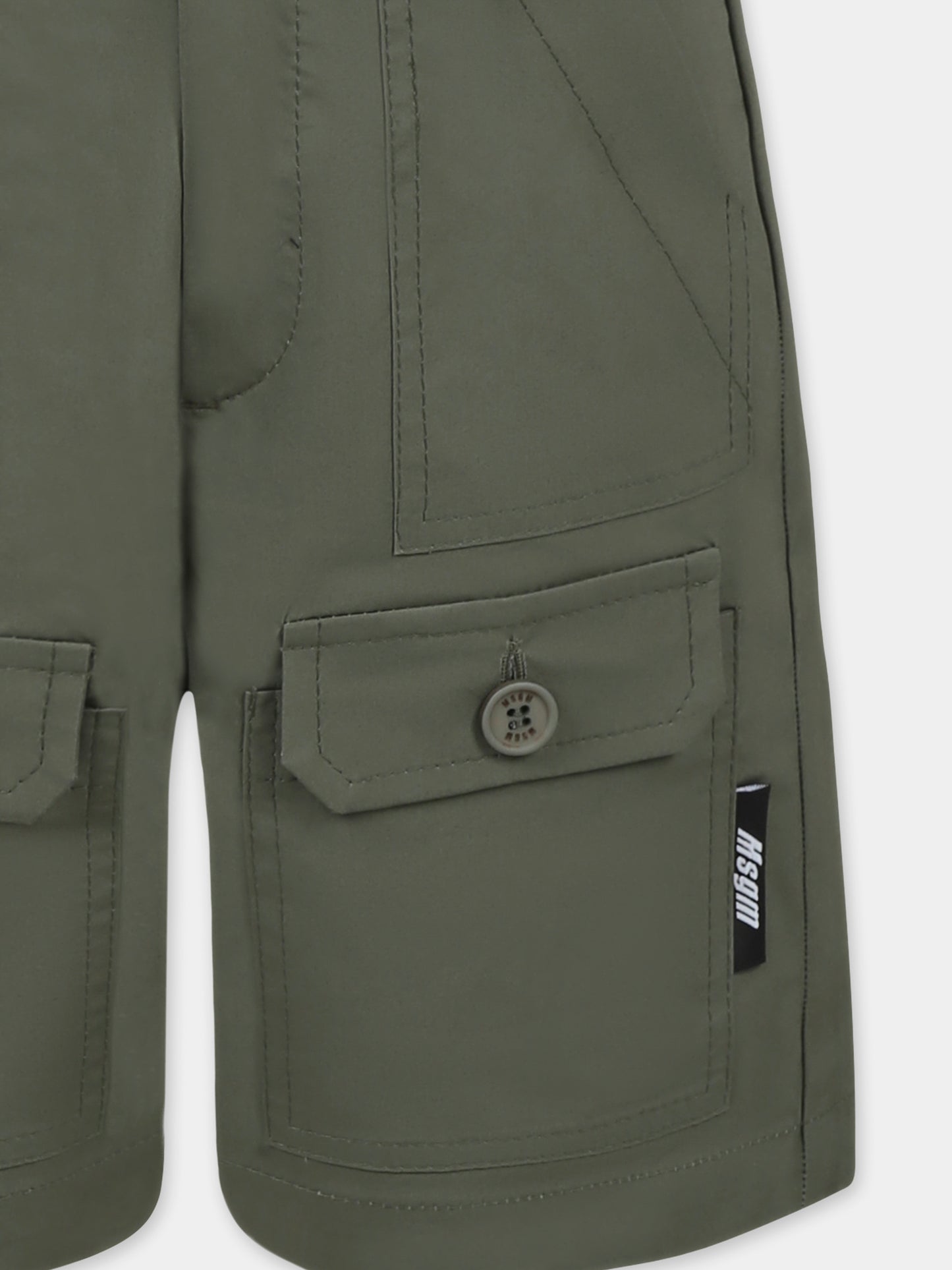 Shorts verdi per bambino con logo,Msgm Kids,S5MSJBBE025 082