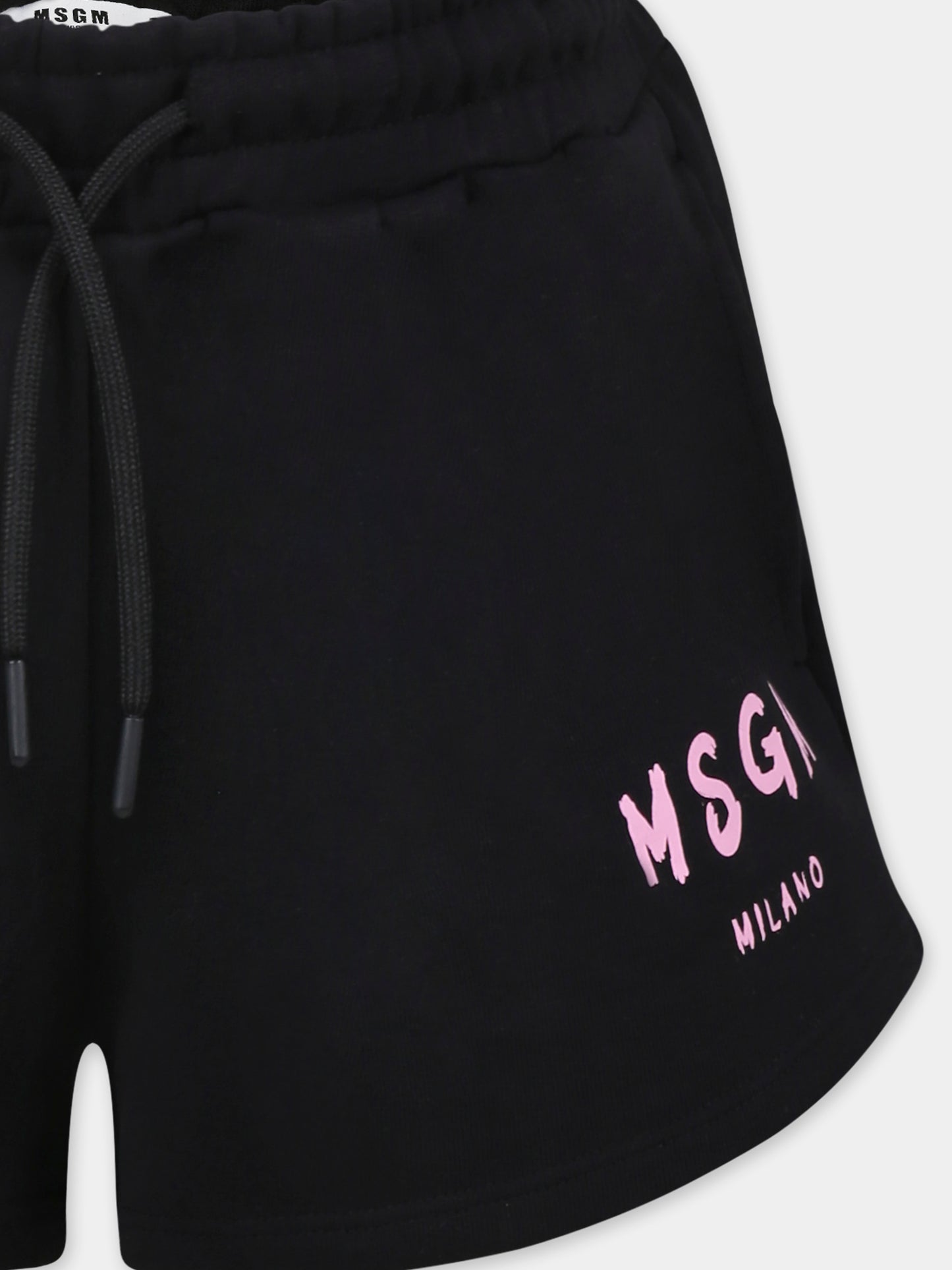 Shorts neri per bambina con logo,Msgm Kids,S5MSJGSH092 110/75