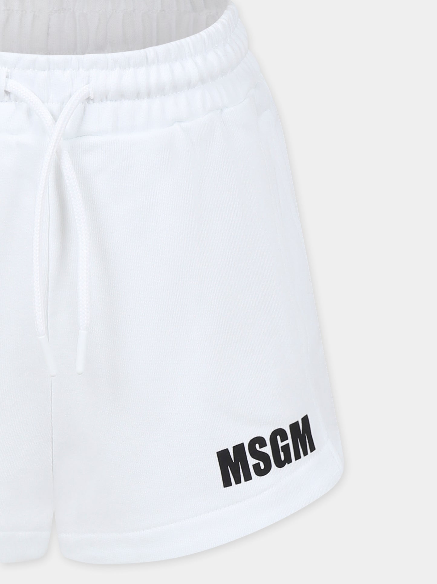 Shorts bianchi per bambina con logo,Msgm Kids,S5MSJGSH095 001