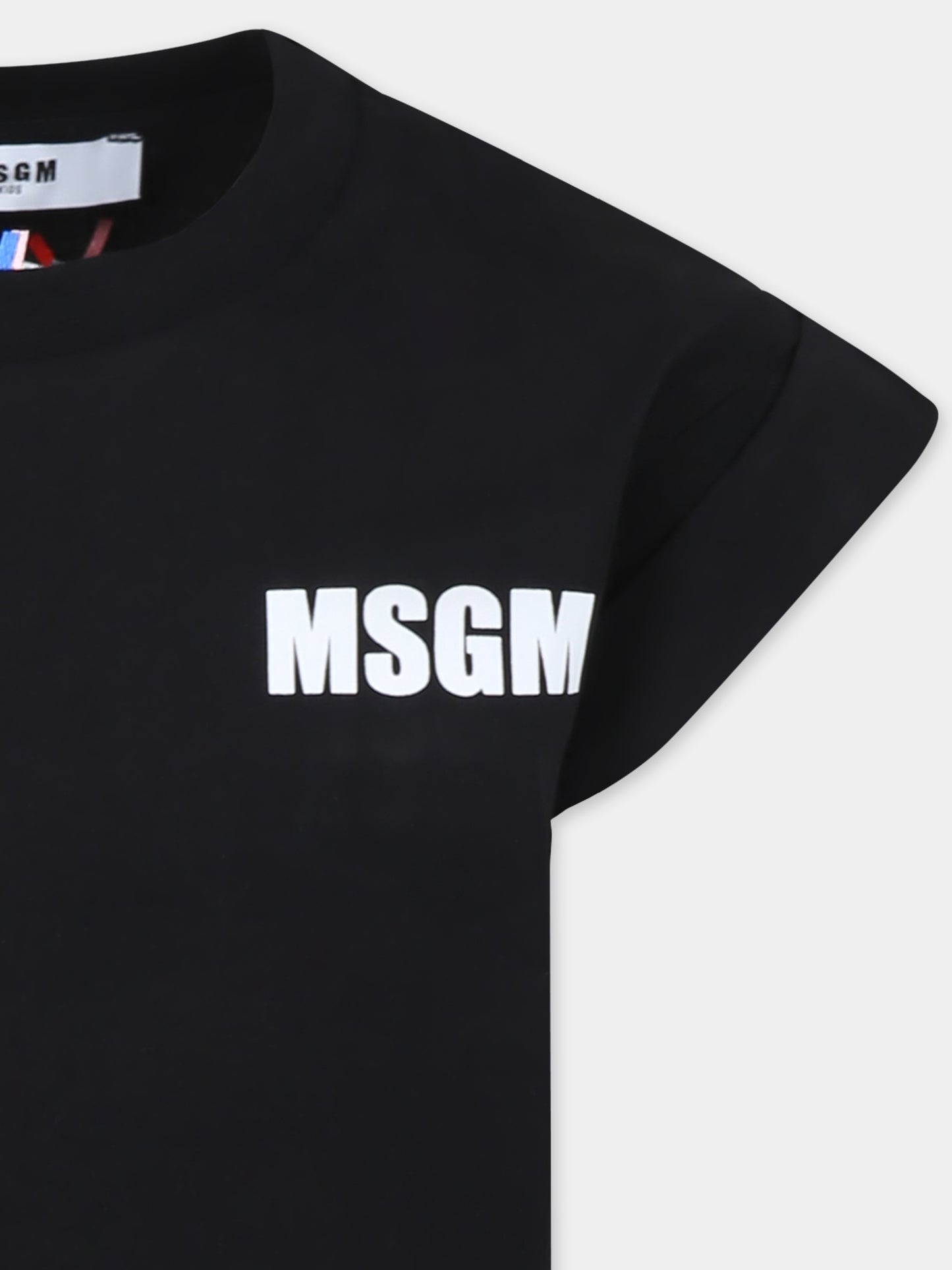 T-shirt nera per bambina con logo,Msgm Kids,S5MSJGTH083 110